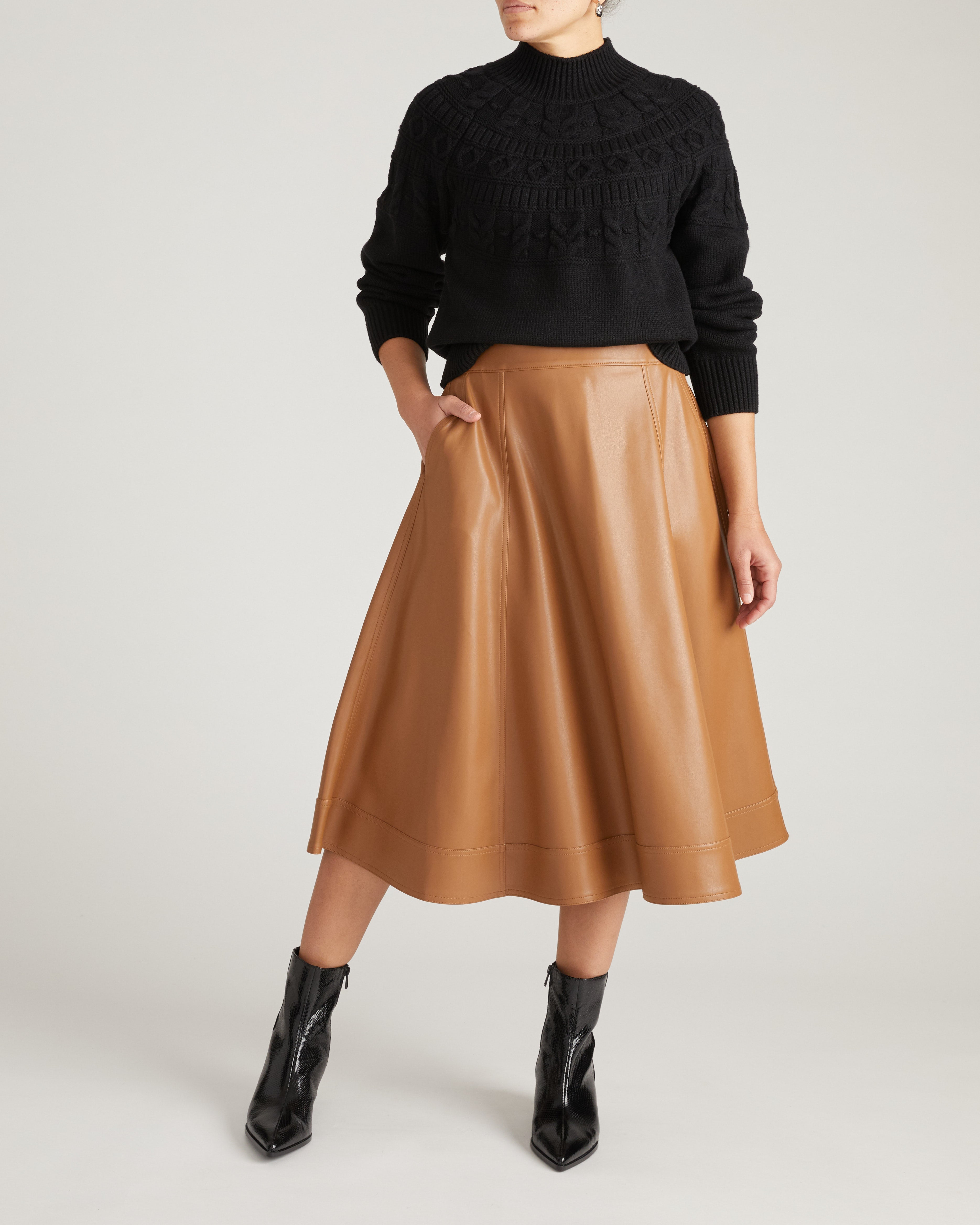 Charlotte Faux Leather Skirt - Classic Camel