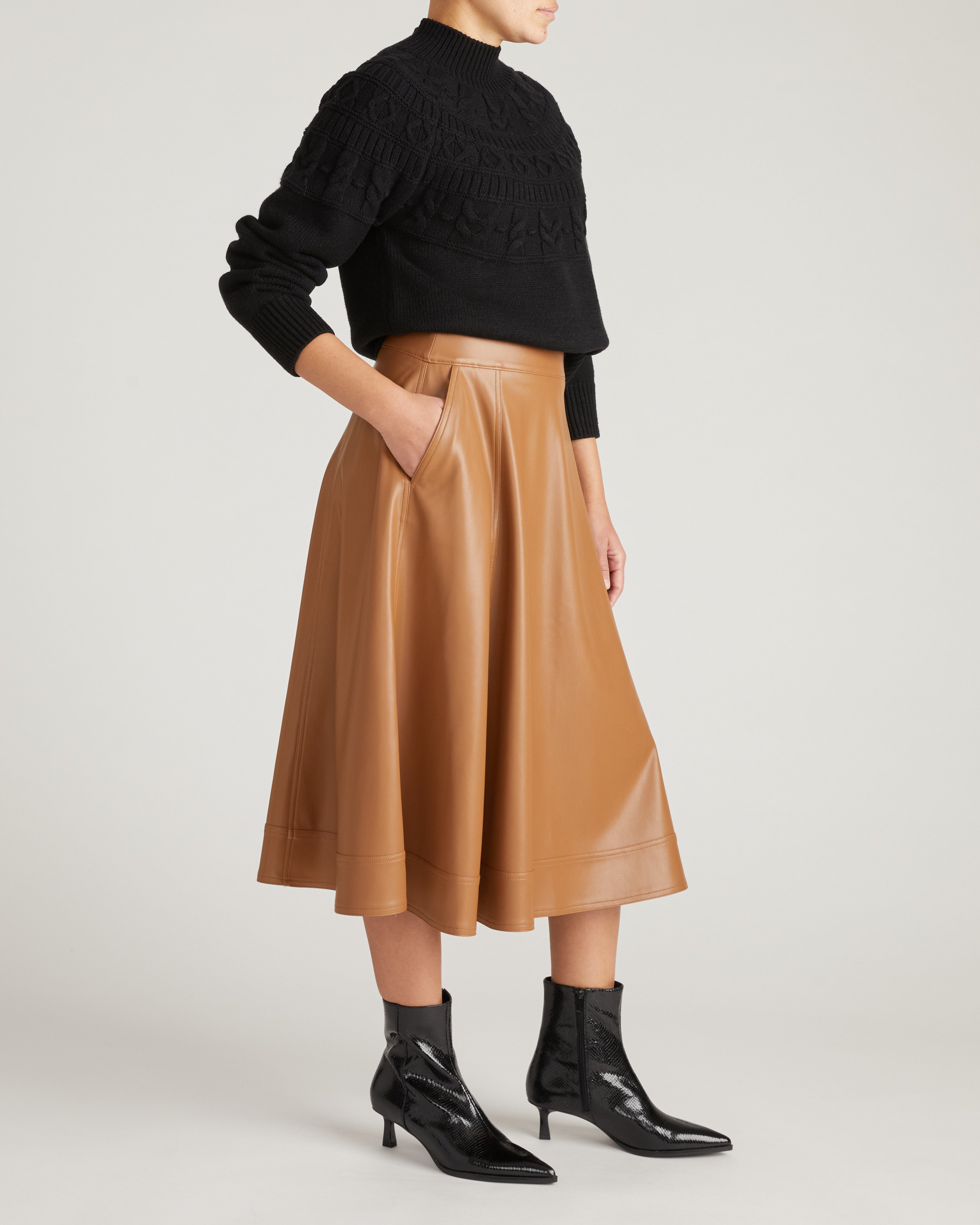 Charlotte Faux Leather Skirt - Classic Camel