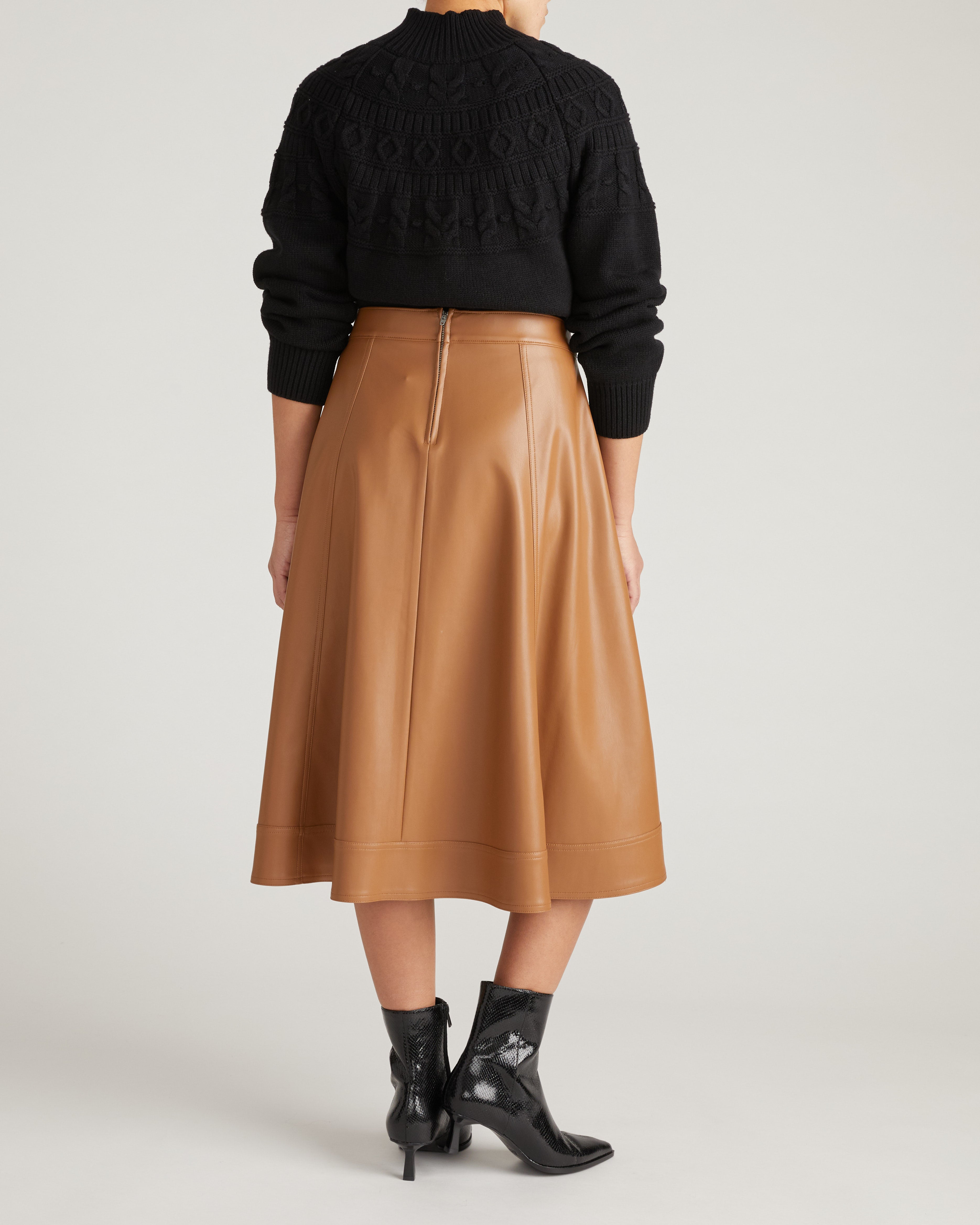 Charlotte Faux Leather Skirt - Classic Camel