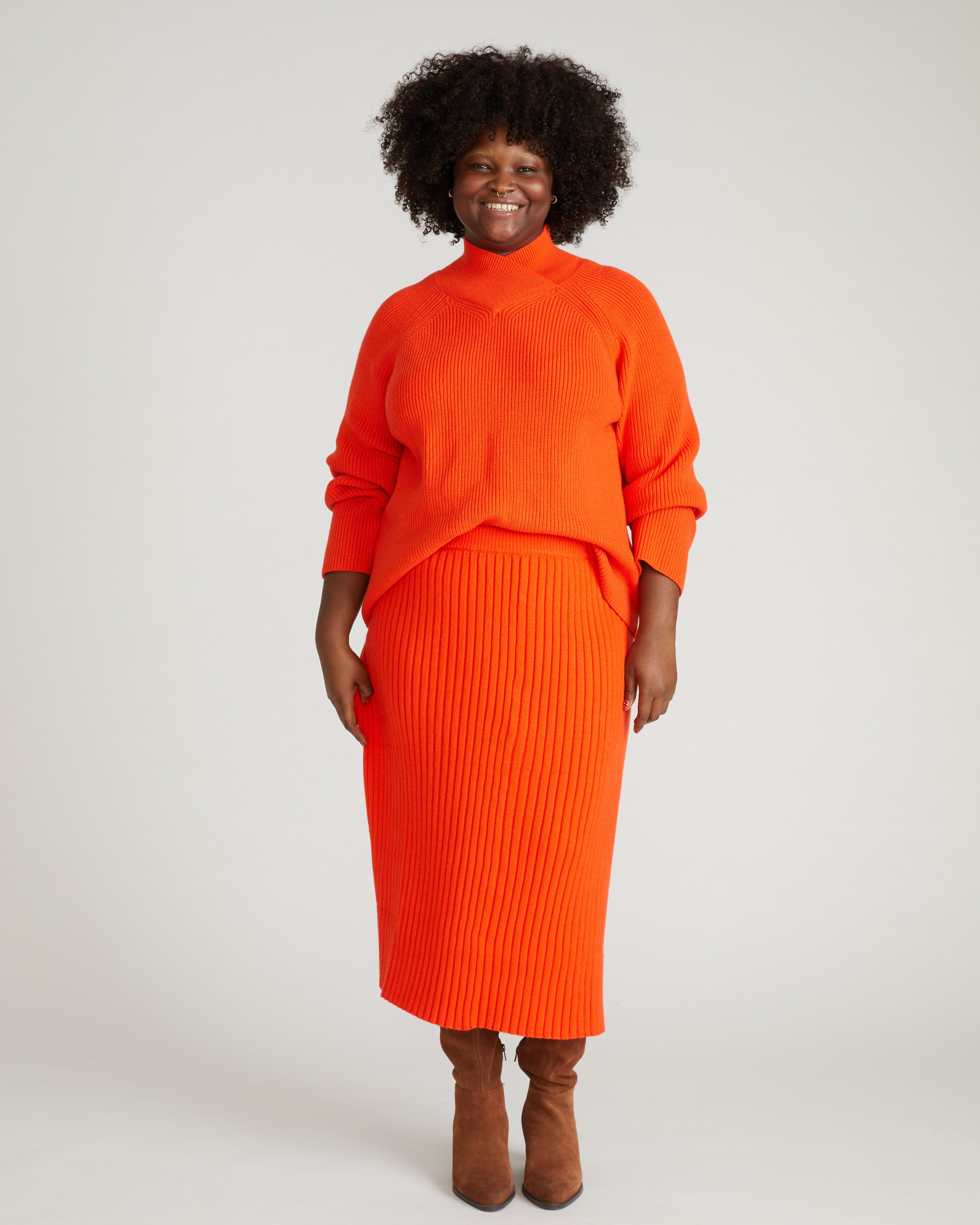 Arly Wrap Neck Sweater - Poppy