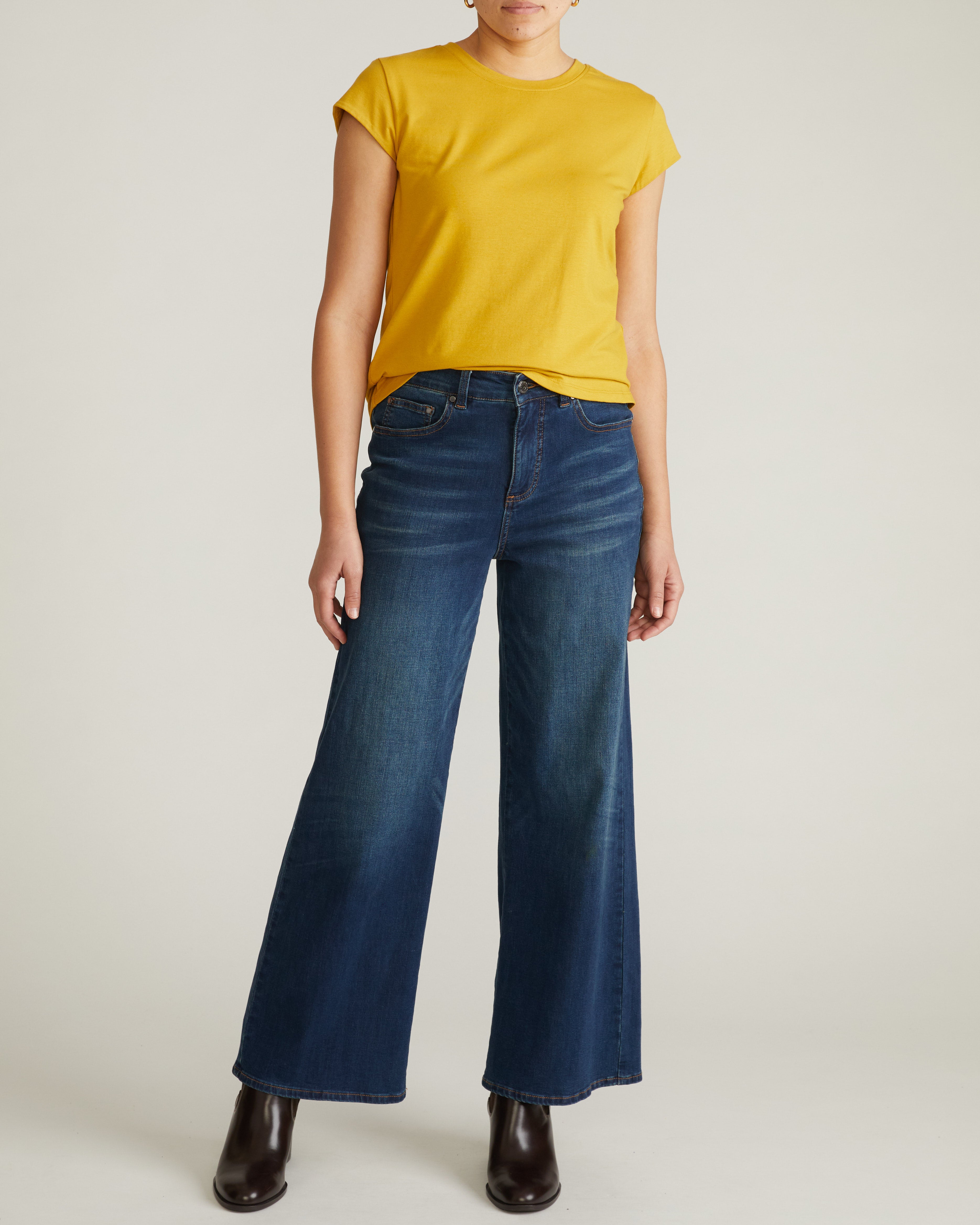 Ashley Cap Sleeve Tee - Yellow Ochre