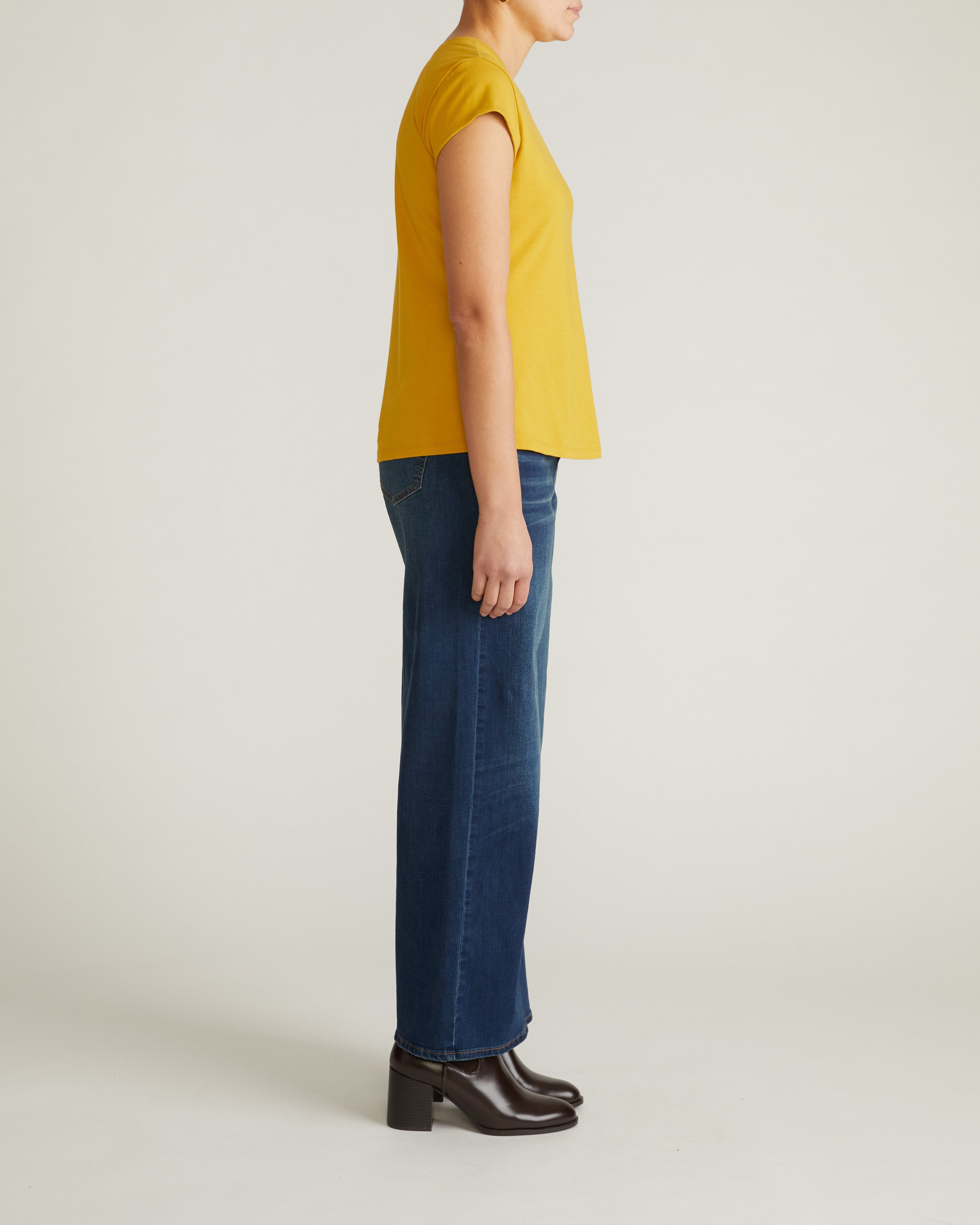 Ashley Cap Sleeve Tee - Yellow Ochre