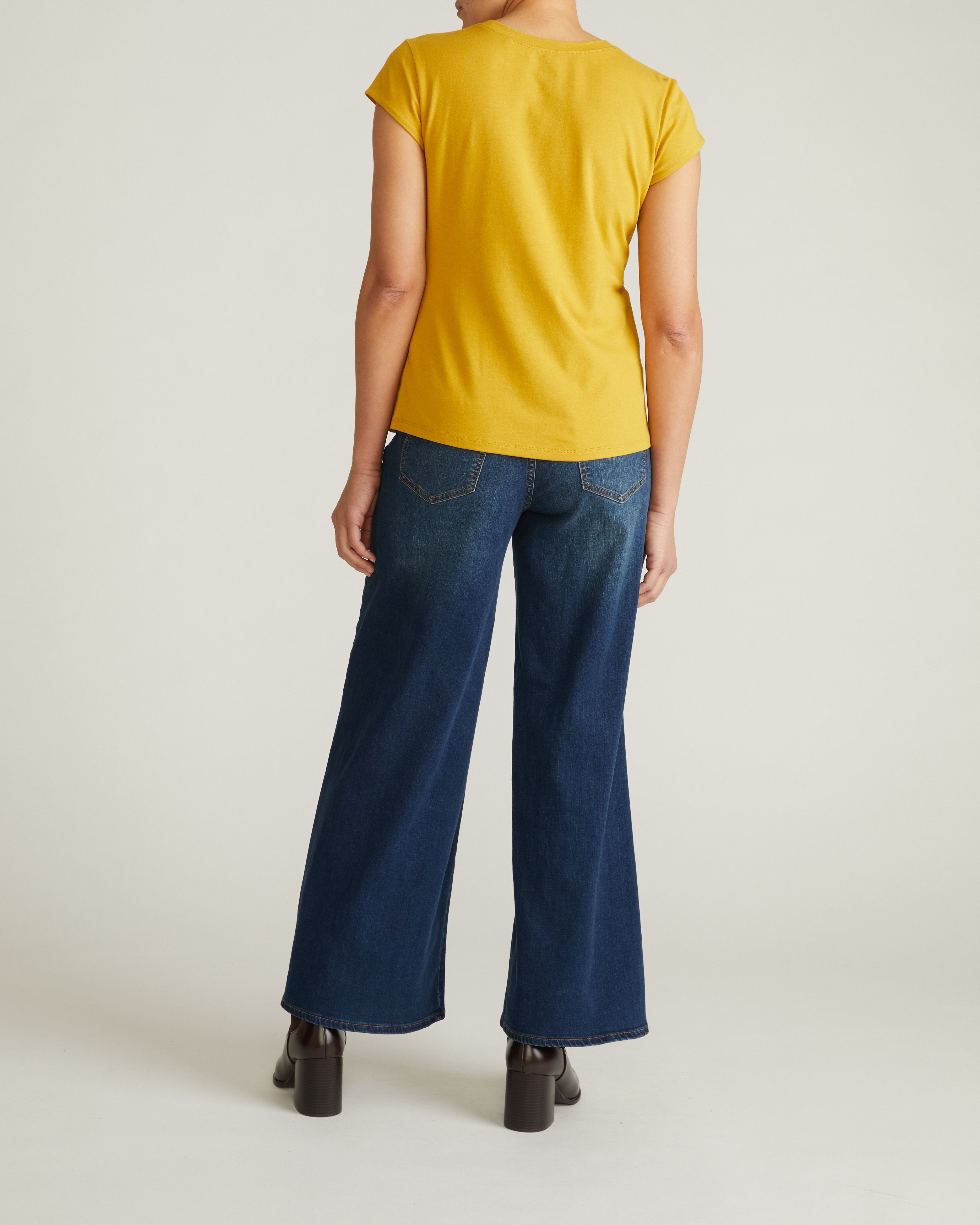 Ashley Cap Sleeve Tee - Yellow Ochre