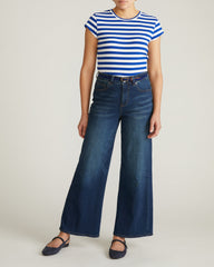 Ashley Cap Sleeve Tee - Hammersmith Blue/White Stripe