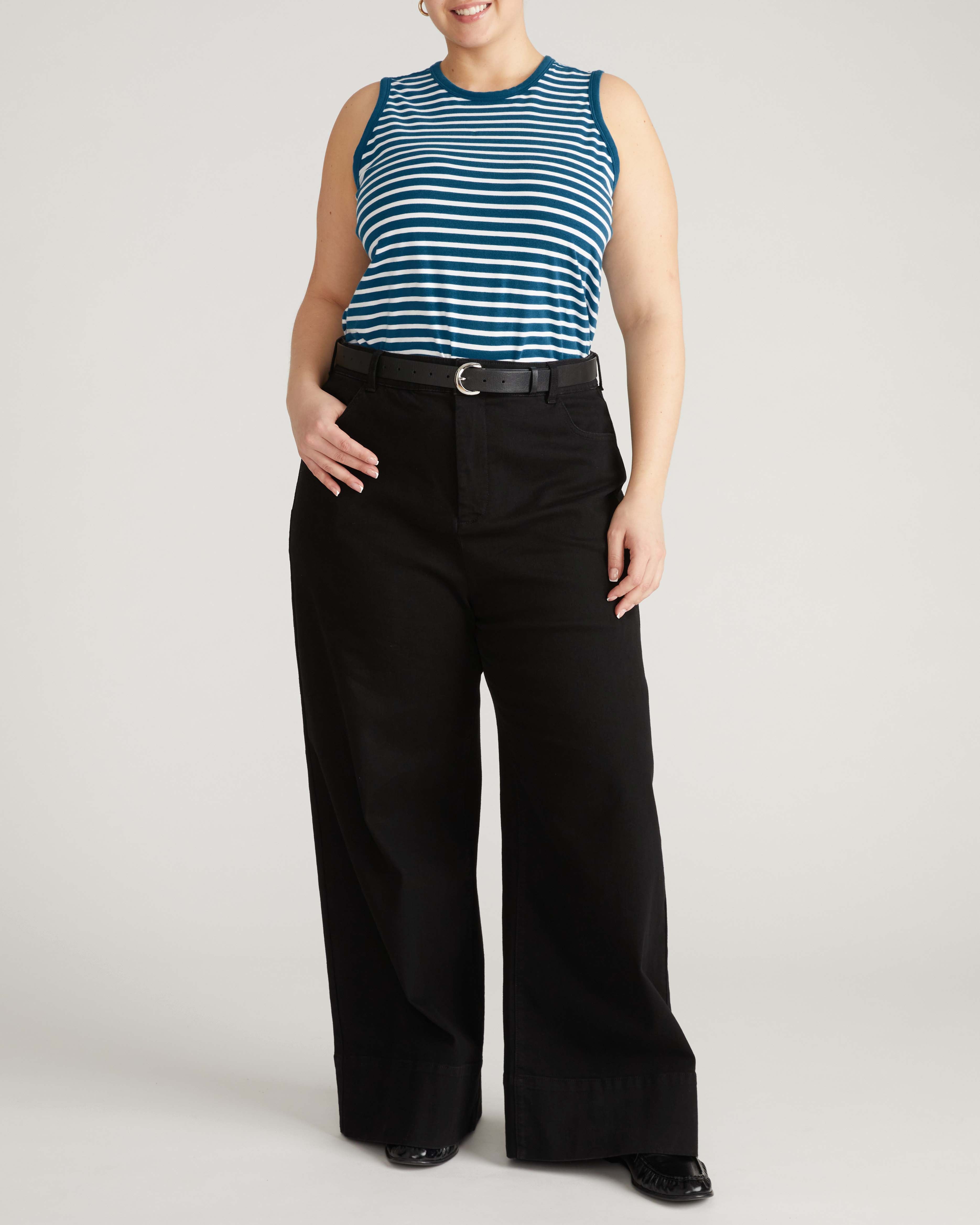 Cai High Neck Tank - Ink Blue/White Stripe