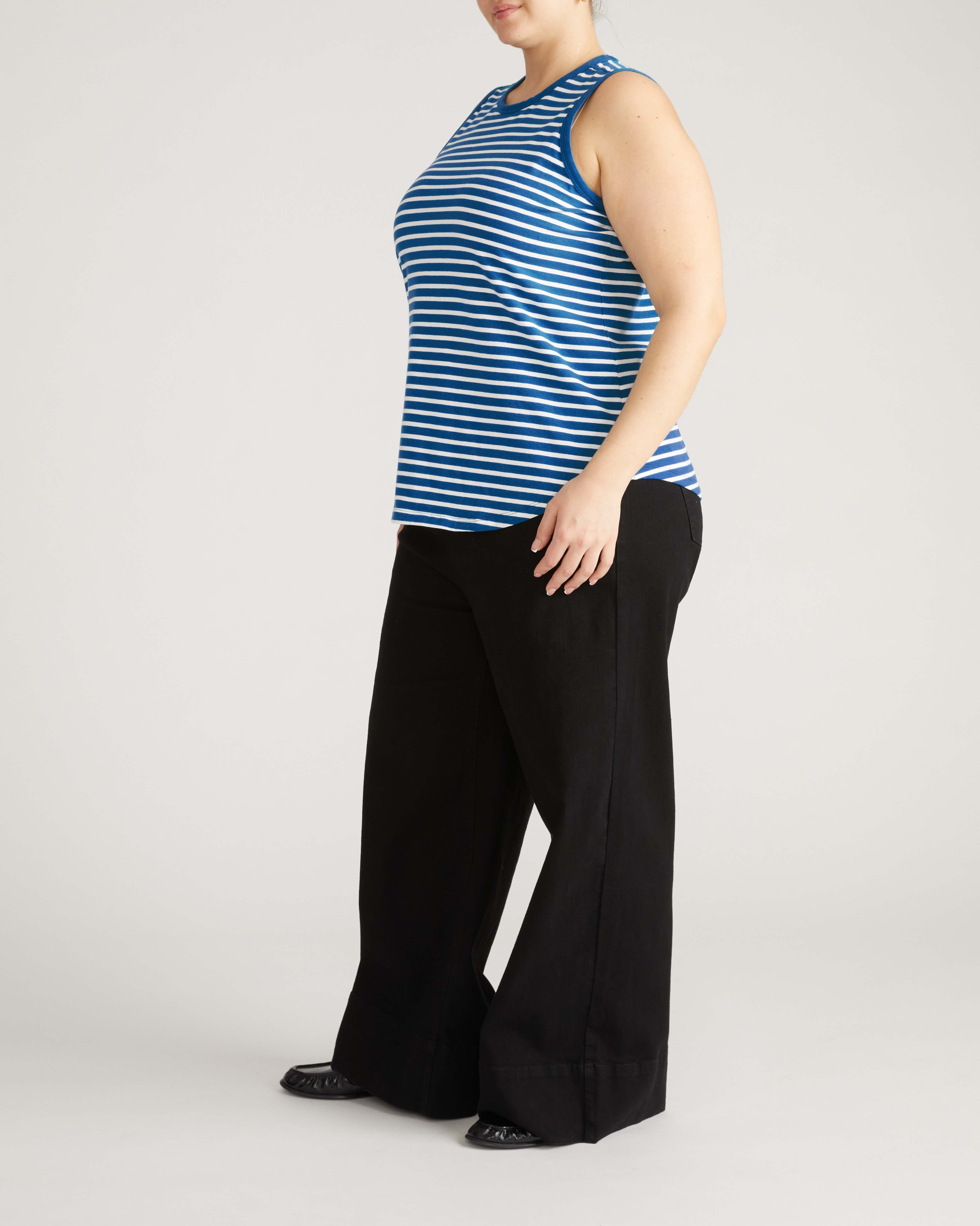 Cai High Neck Tank - Ink Blue/White Stripe