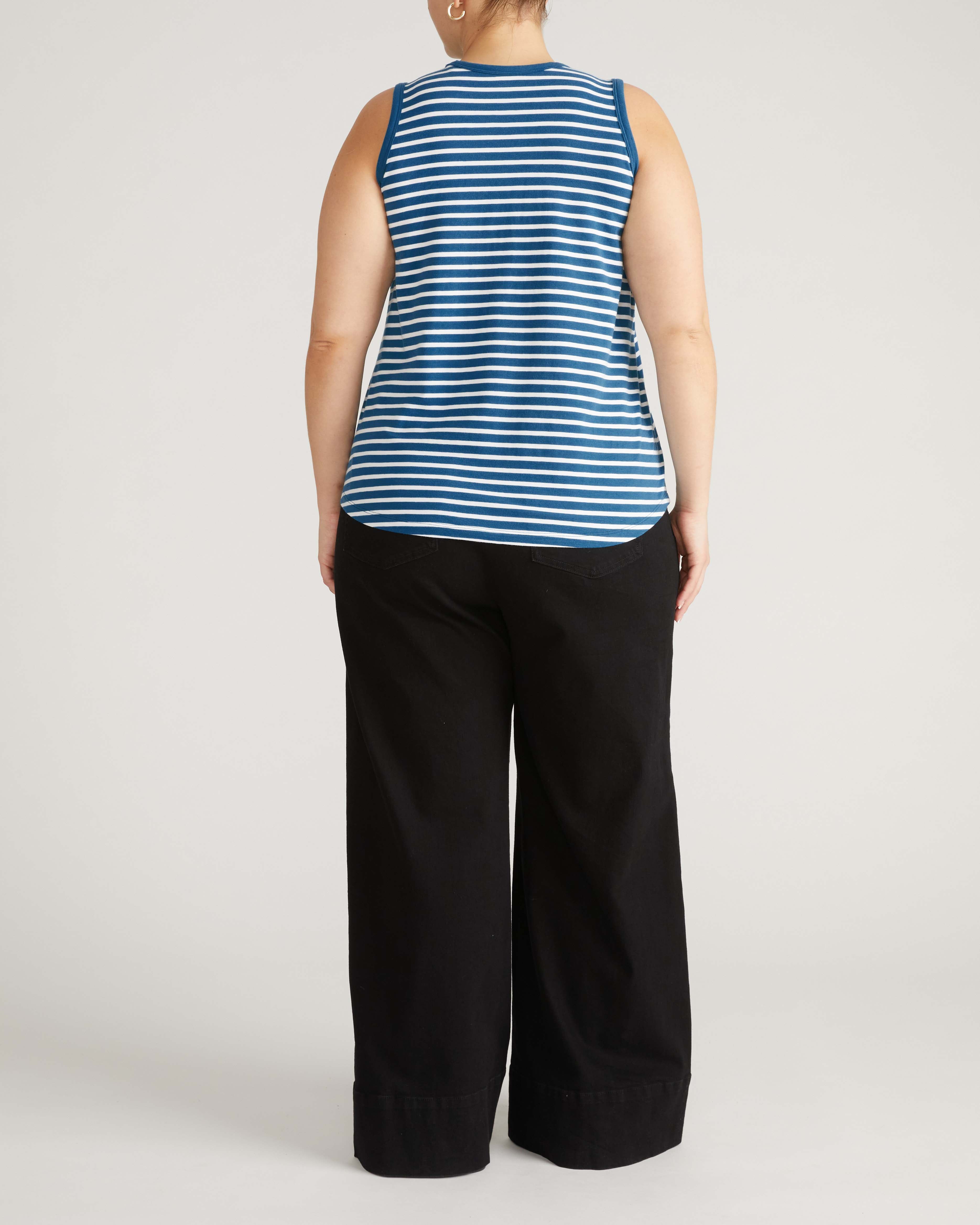 Cai High Neck Tank - Ink Blue/White Stripe
