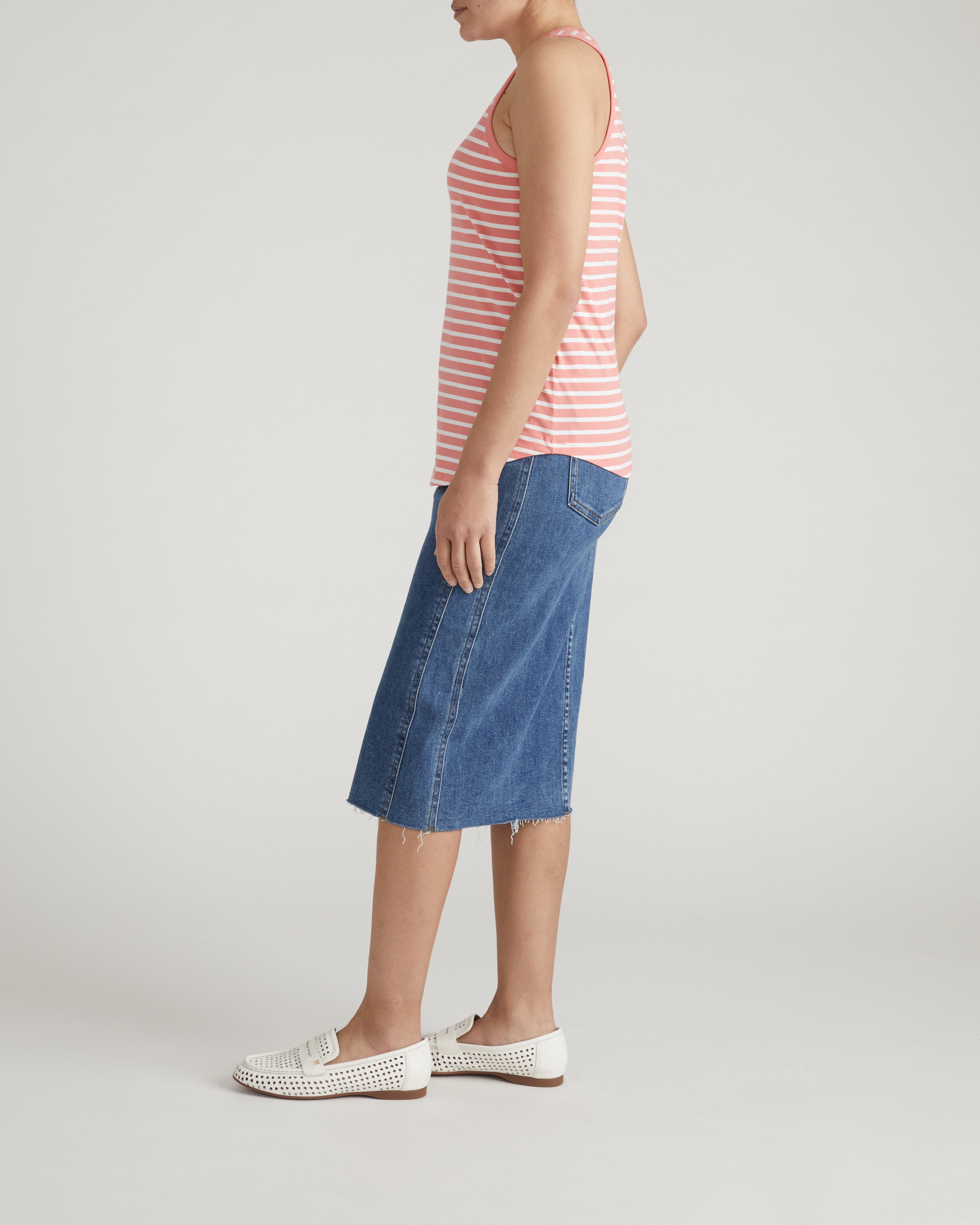 Cai High Neck Tank - Portrait Pink/White Stripe