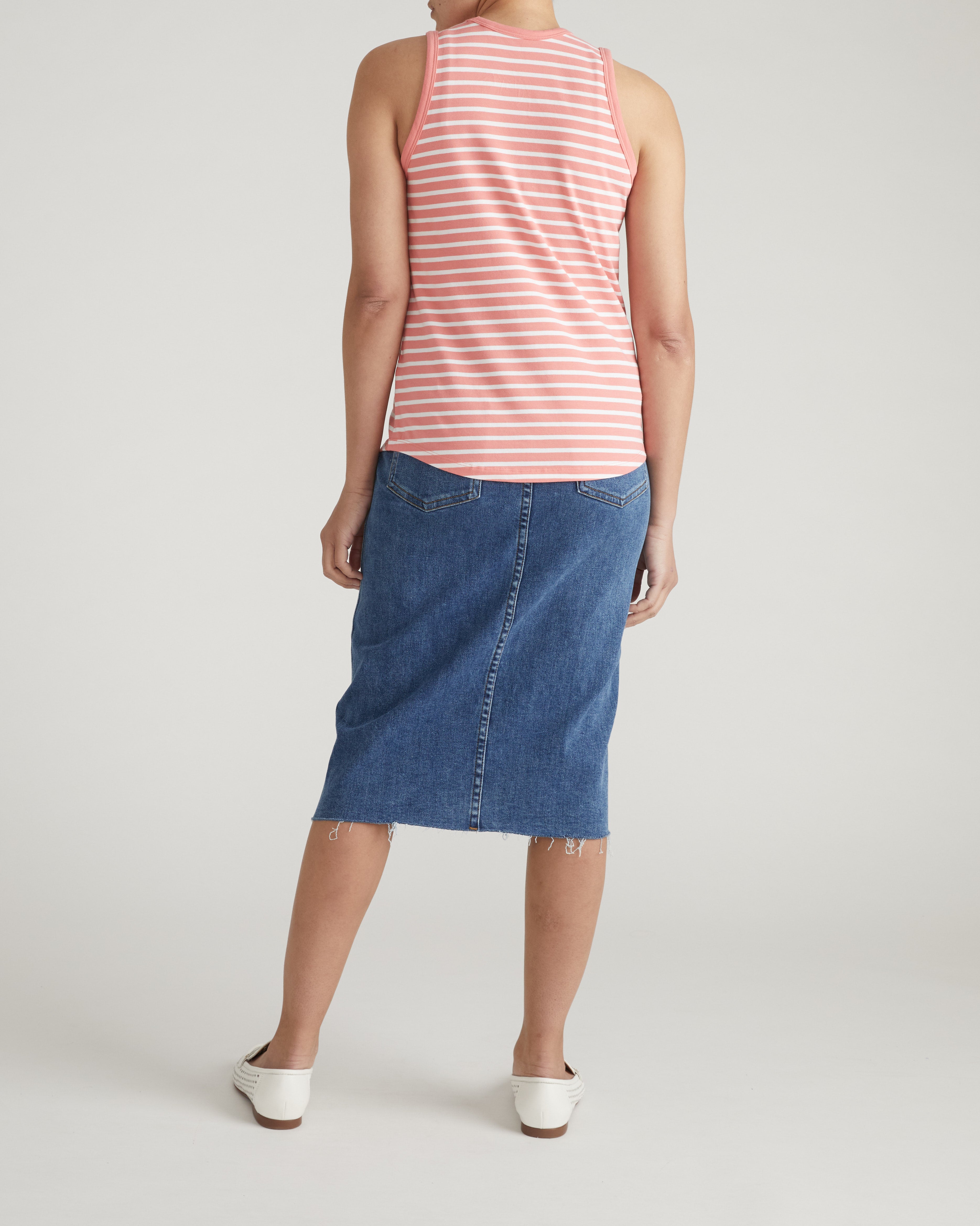 Cai High Neck Tank - Portrait Pink/White Stripe