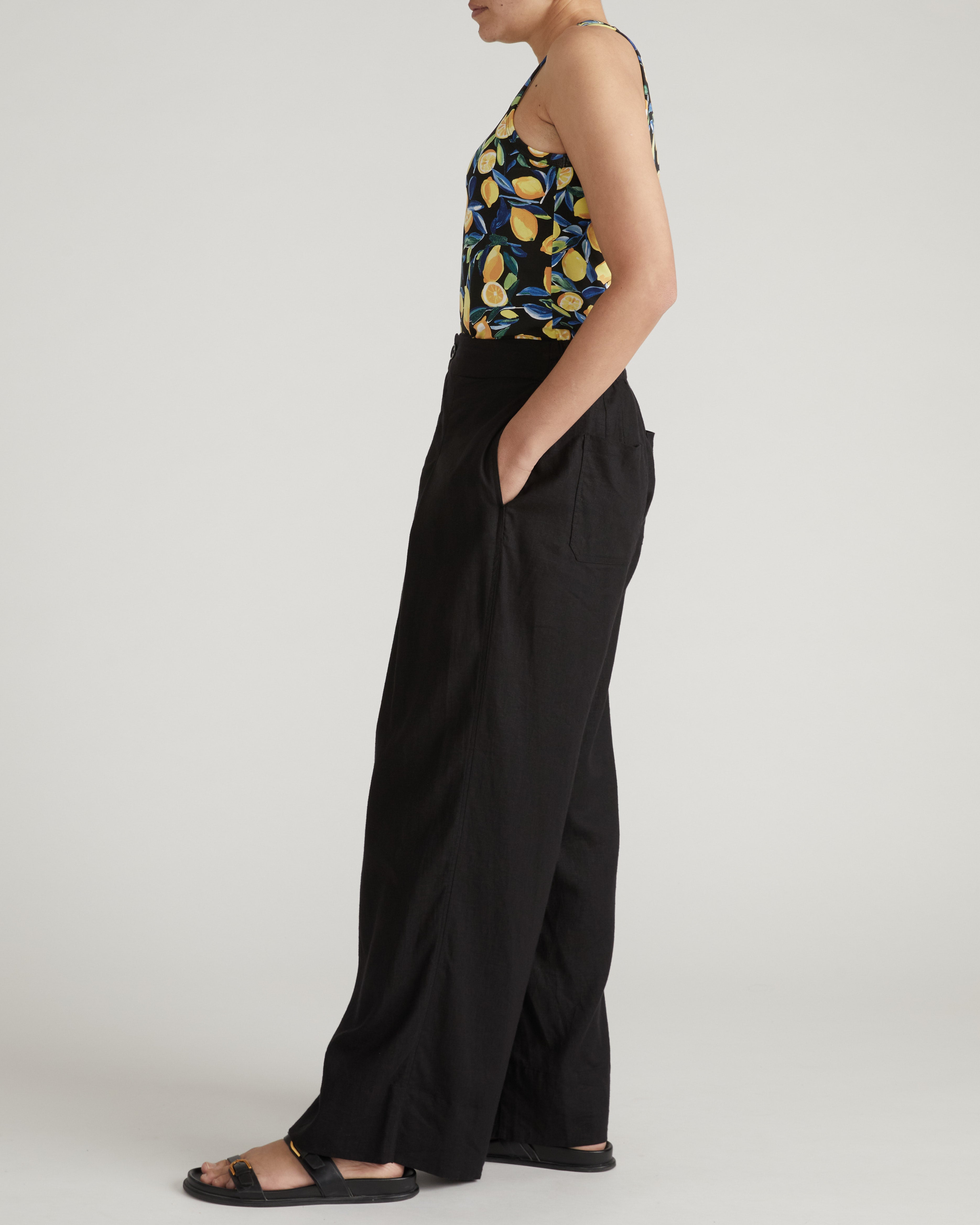 Cai High Neck Tank - Black Limoncello Print