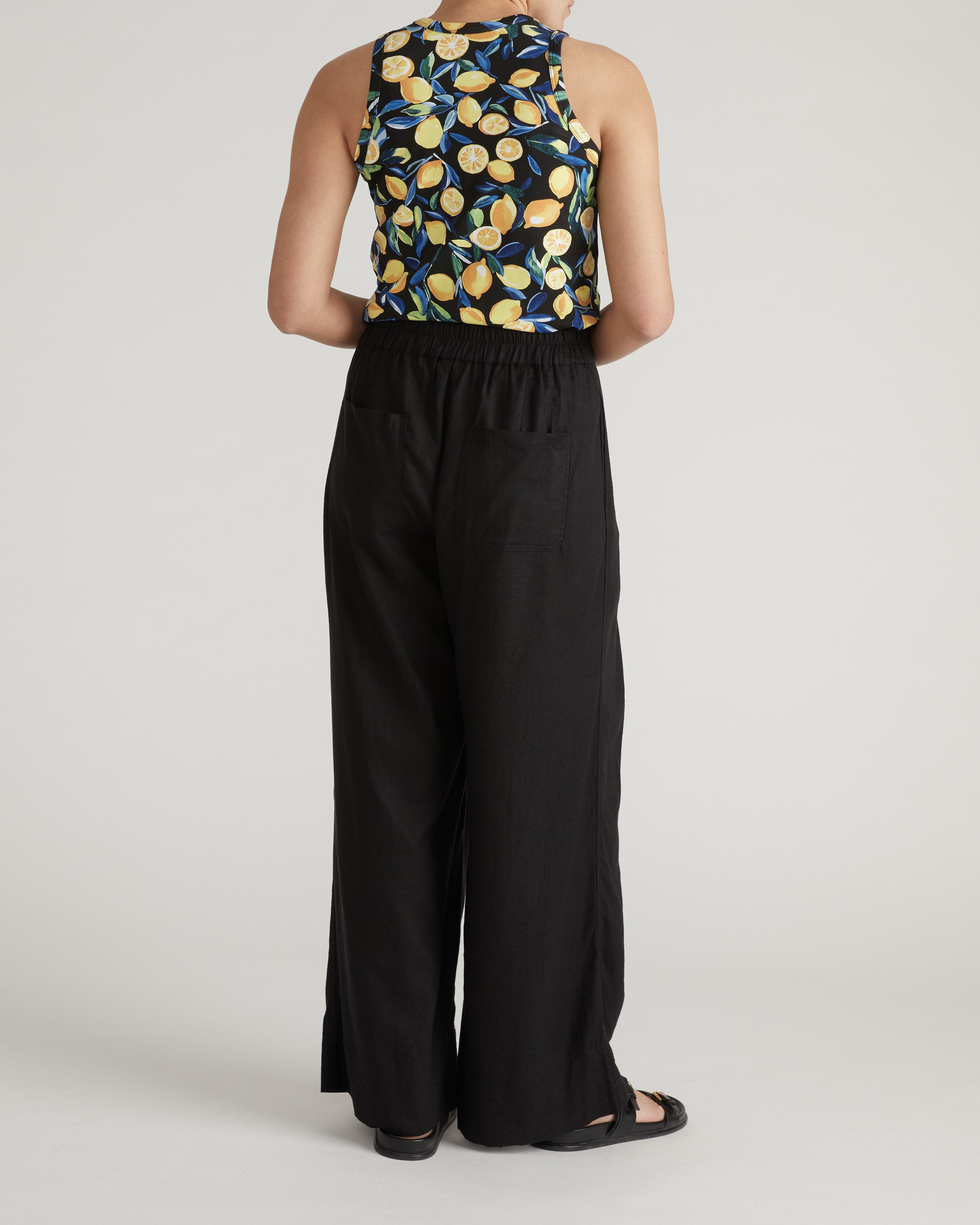 Cai High Neck Tank - Black Limoncello Print