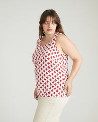 Cooling Stretch Cupro Tank - Morningstar Print in Red