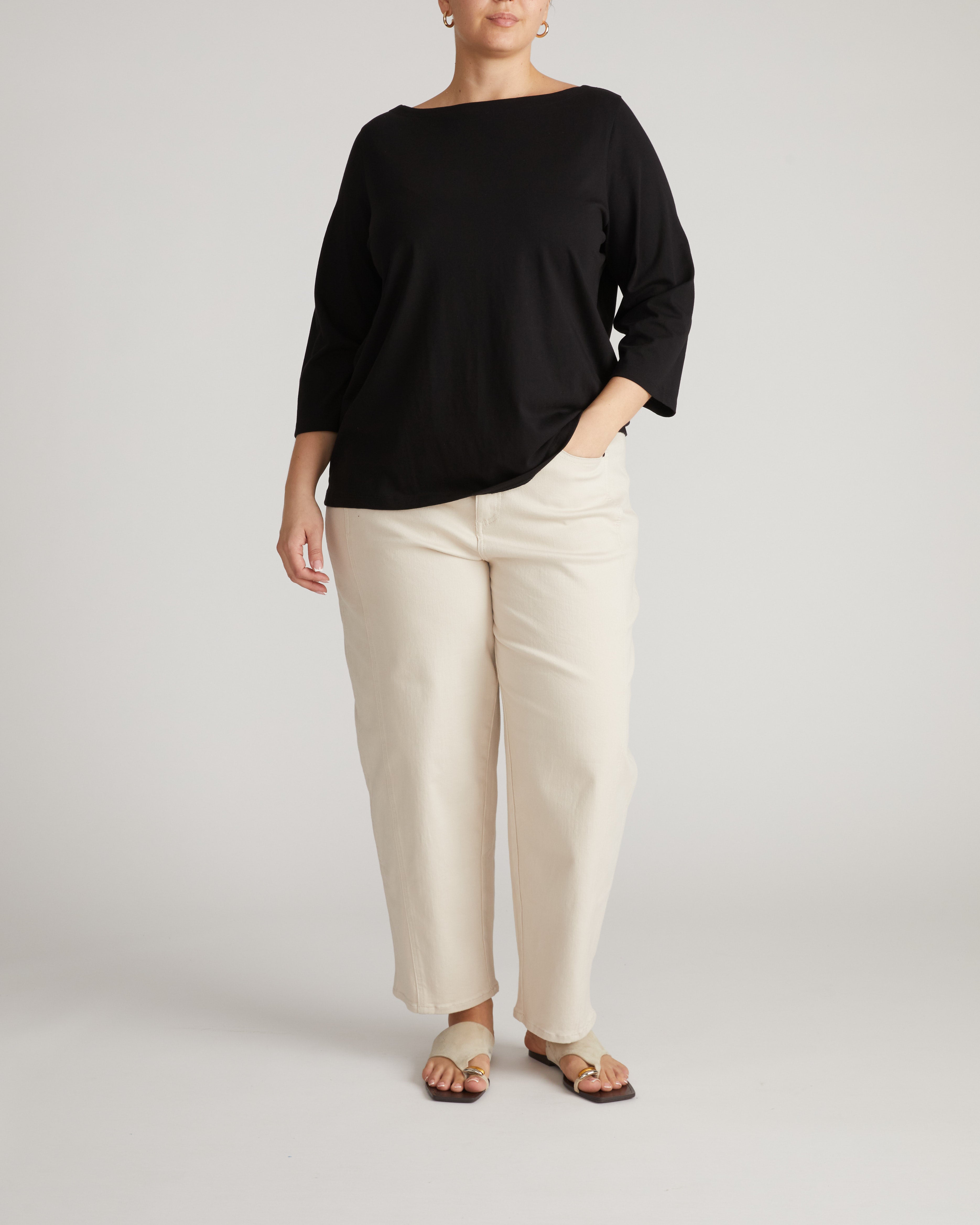 Belle Breton Stripe Jersey Tee - Solid Black
