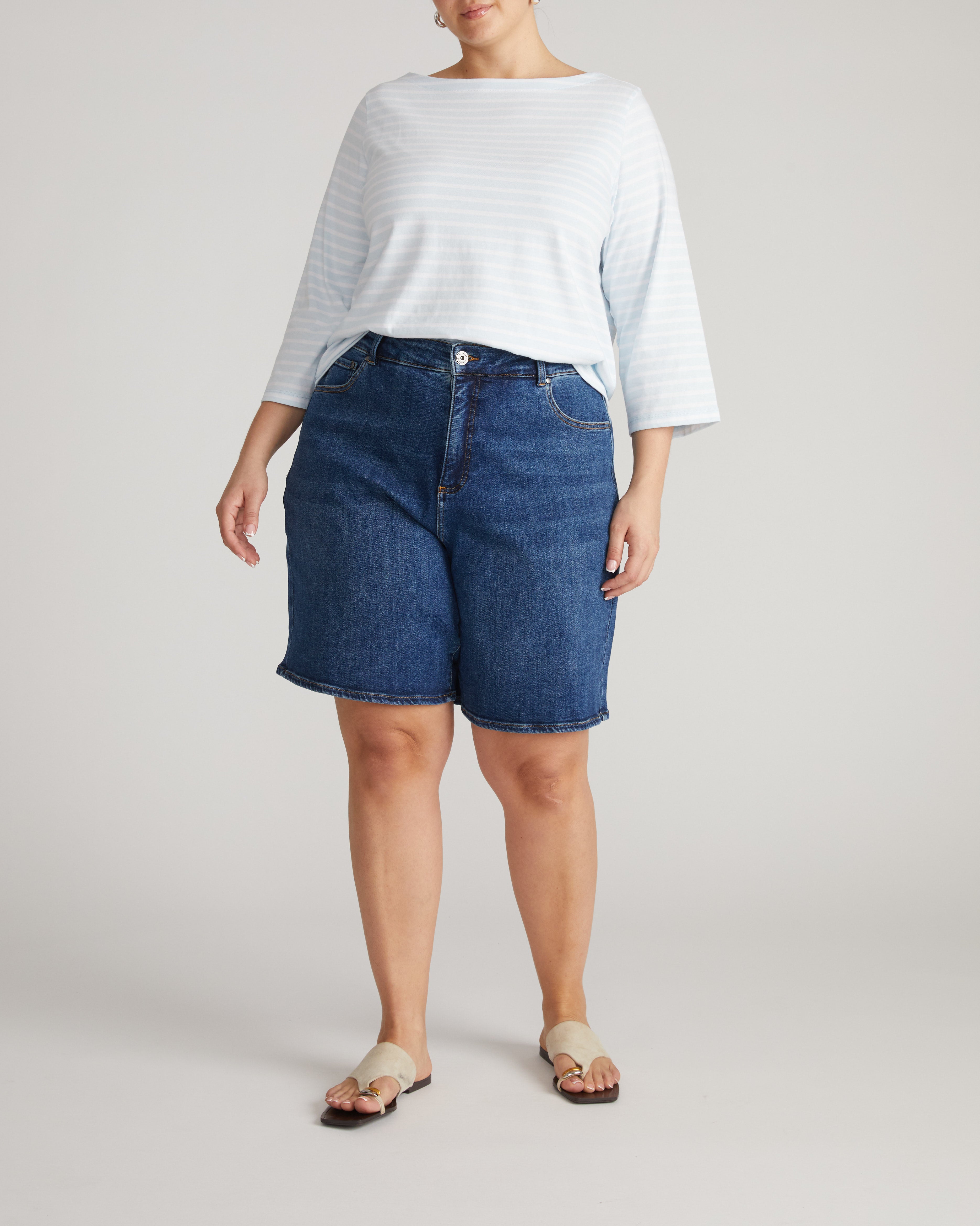 Belle Breton Stripe Jersey Tee - Pale Blue/White Stripe