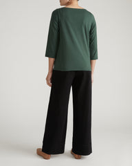 Belle Breton Stripe Jersey Tee - Solid Conifer