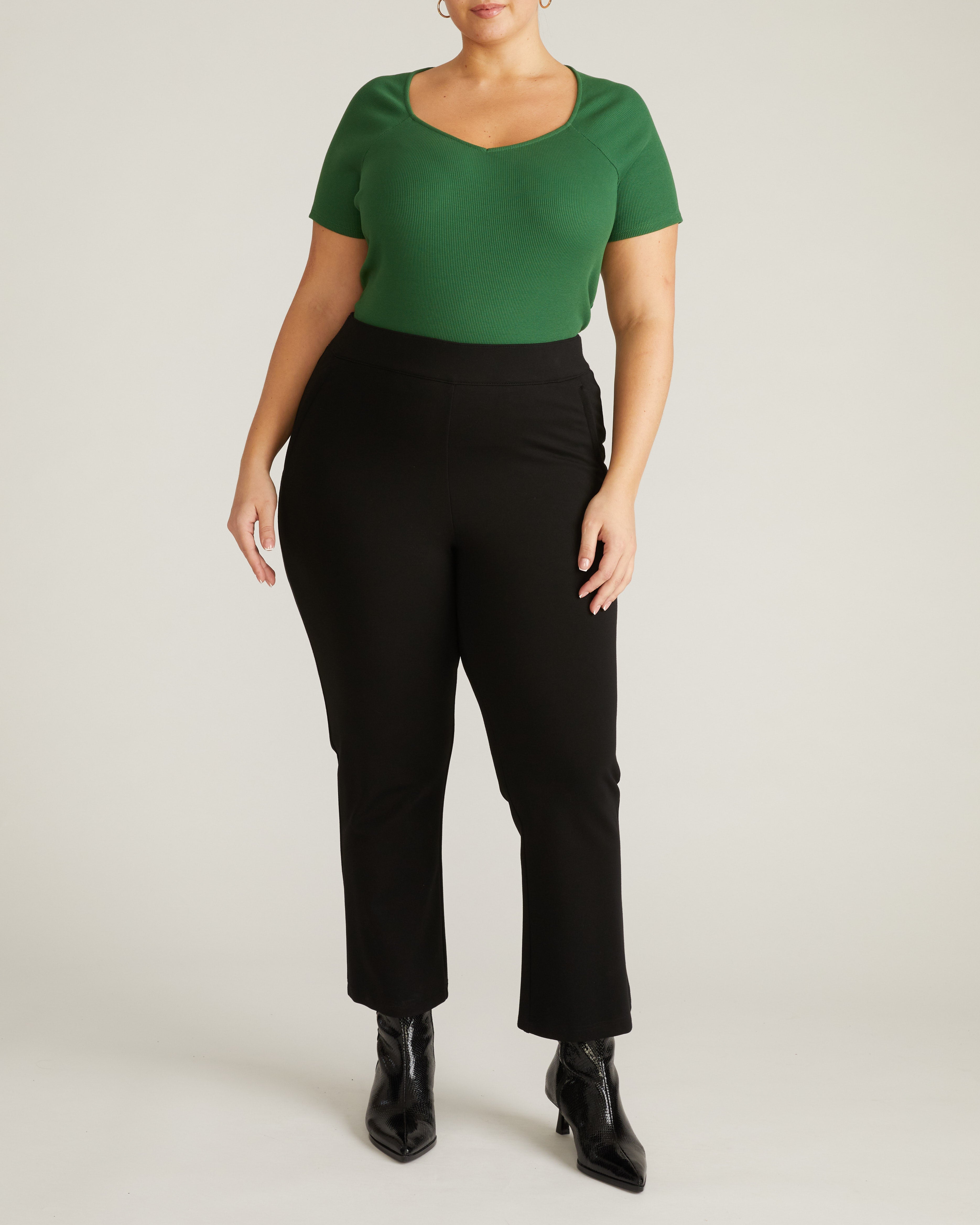 Carey Ribbed Sweetheart Tee - Green Park