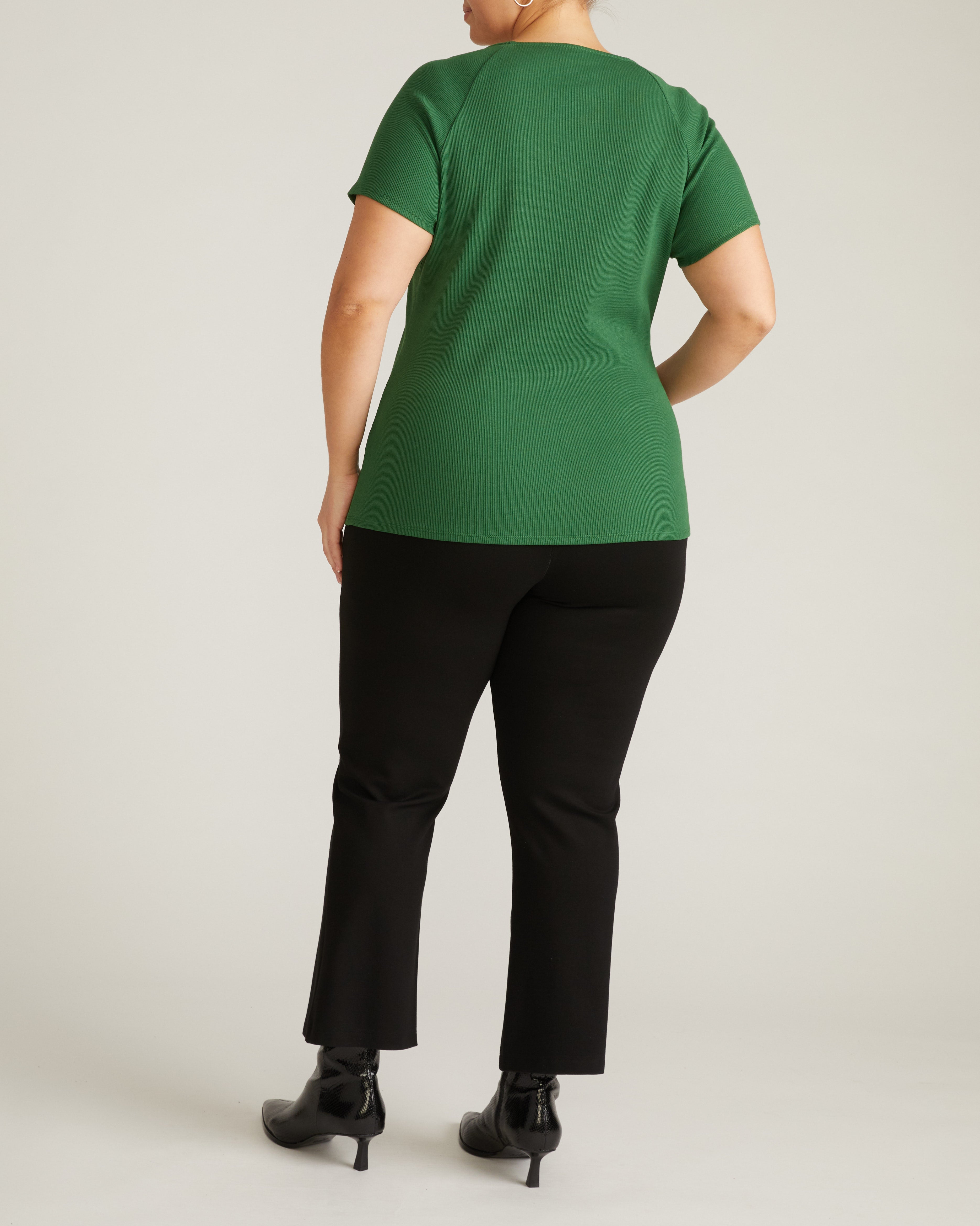 Carey Ribbed Sweetheart Tee - Green Park