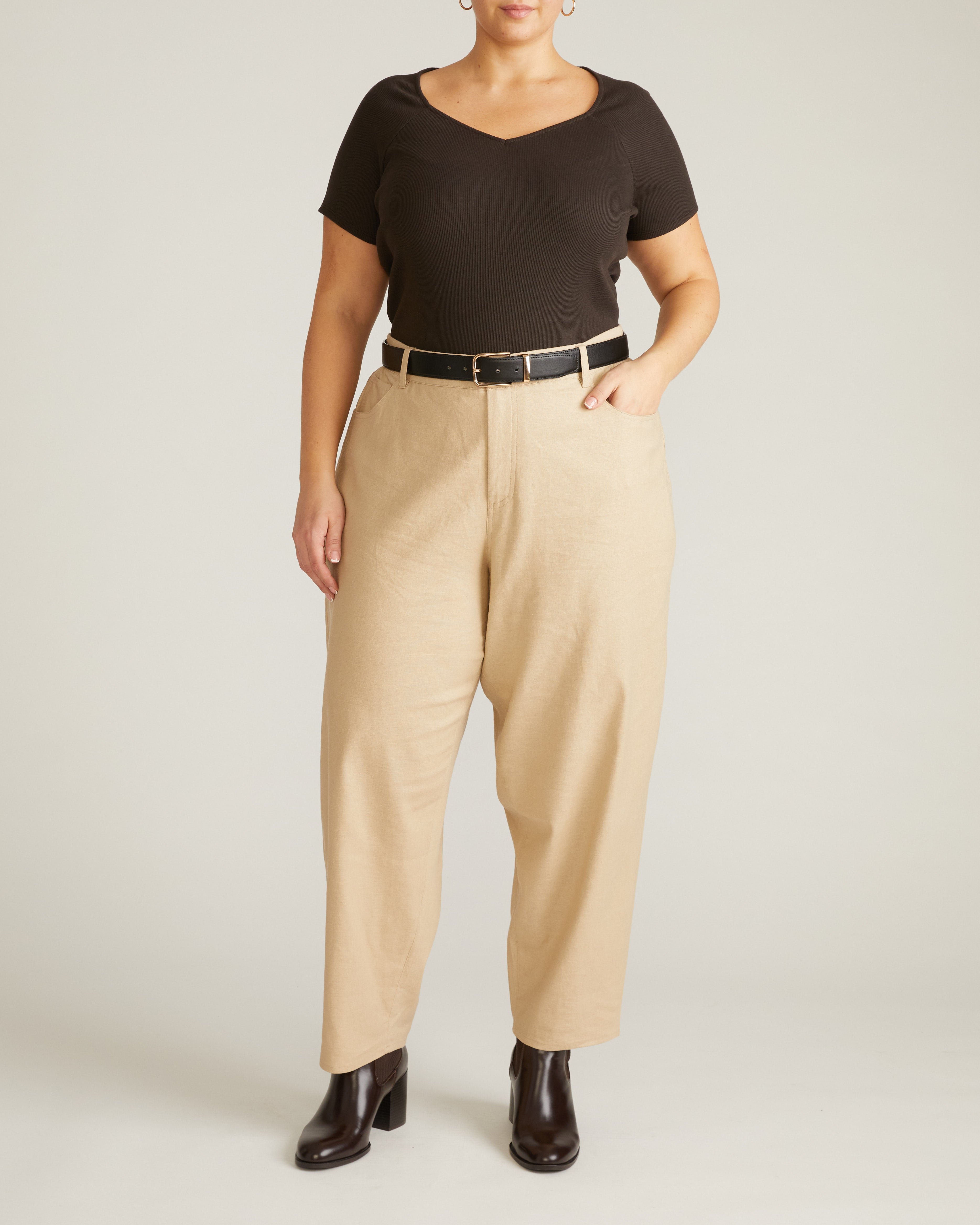 Carey Ribbed Sweetheart Tee - Espresso