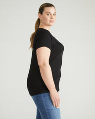 Carey Ribbed Sweetheart Tee - Black