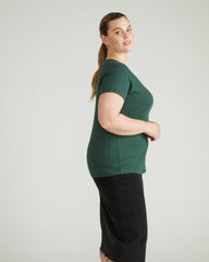 Carey Ribbed Sweetheart Tee - Conifer