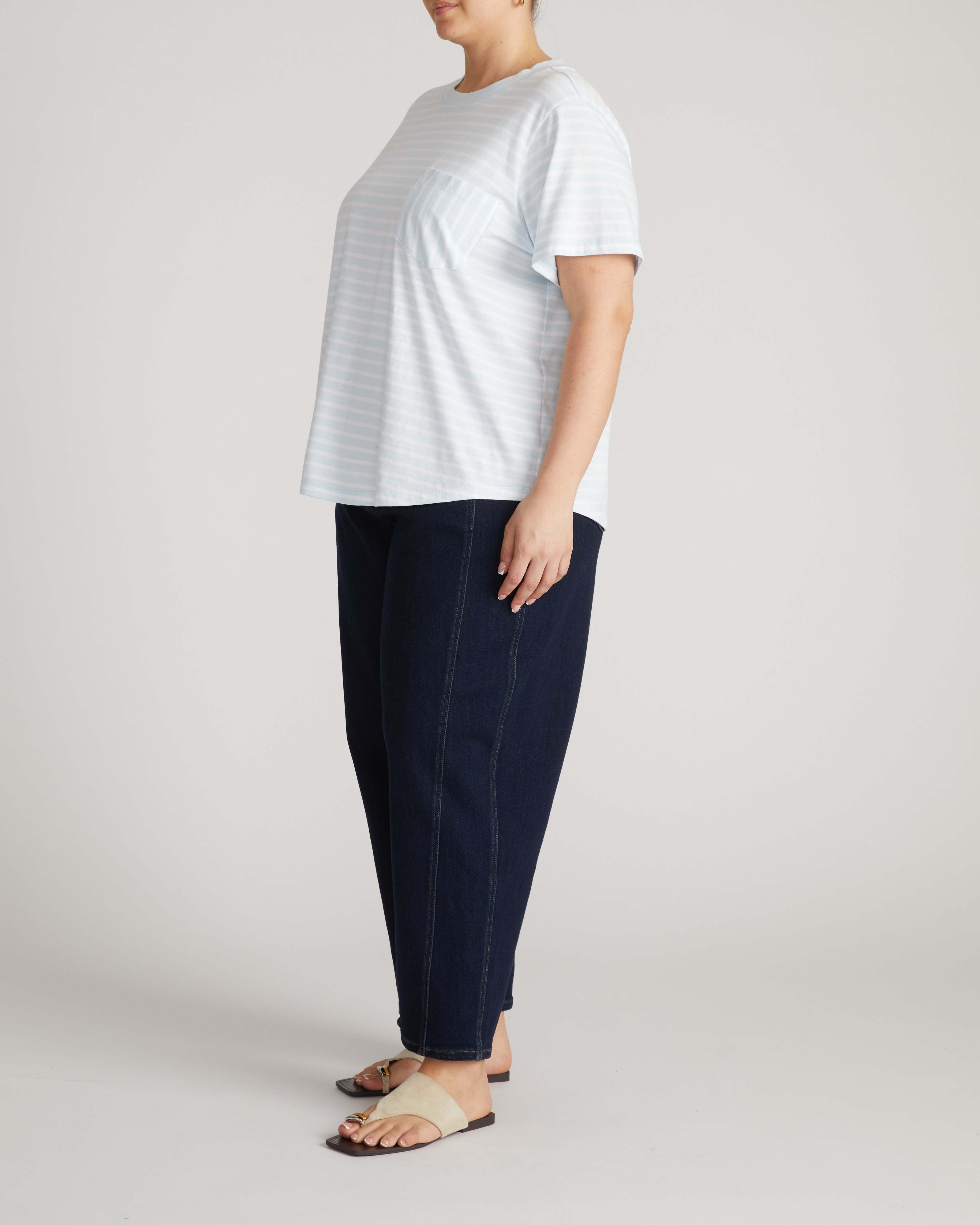 Breton Stripe Garcon Tee - Pale Blue/White Stripe