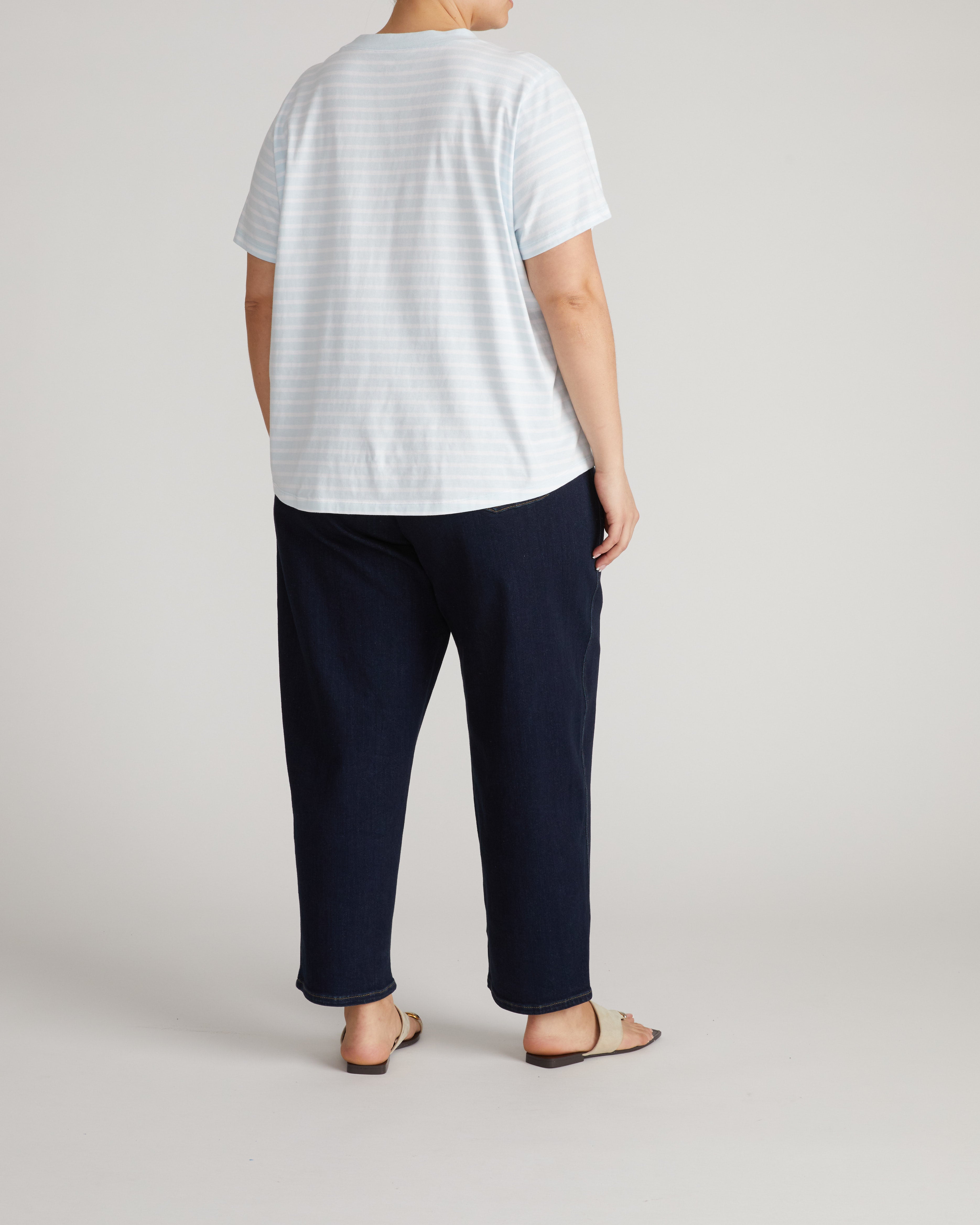 Breton Stripe Garcon Tee - Pale Blue/White Stripe