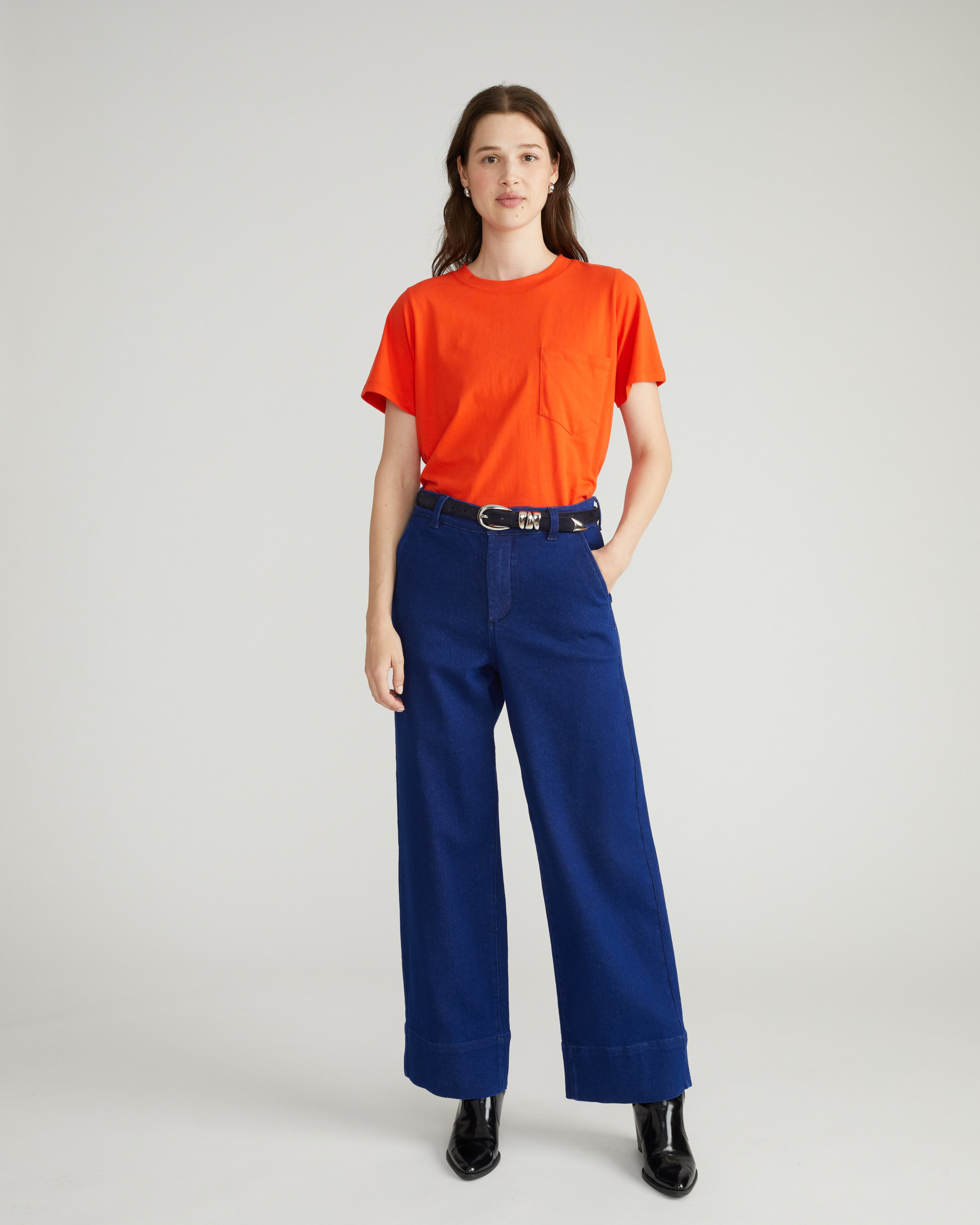 Breton Stripe Garcon Tee - Solid Poppy