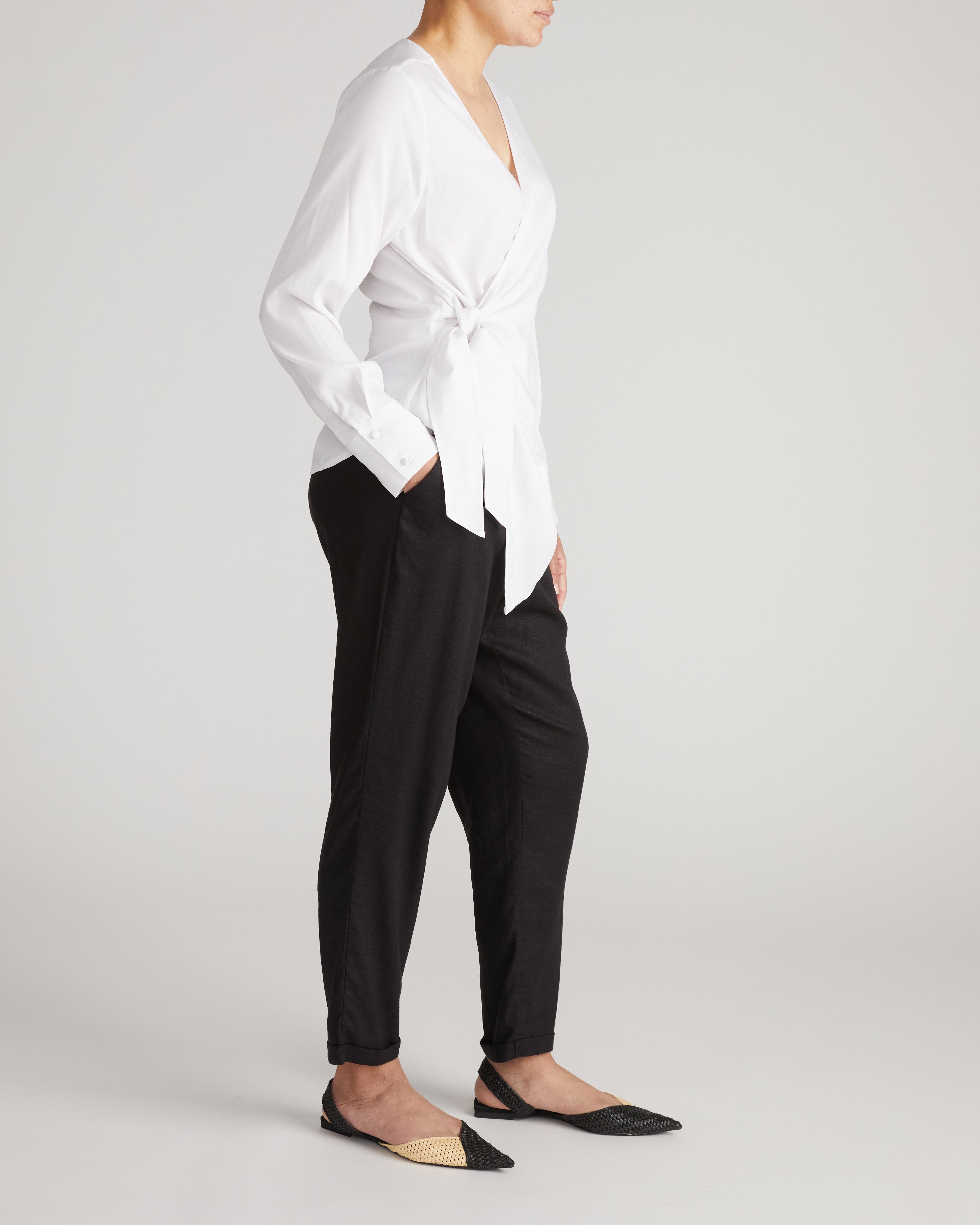 Beacon Stretch Cupro Wrap Shirt - White