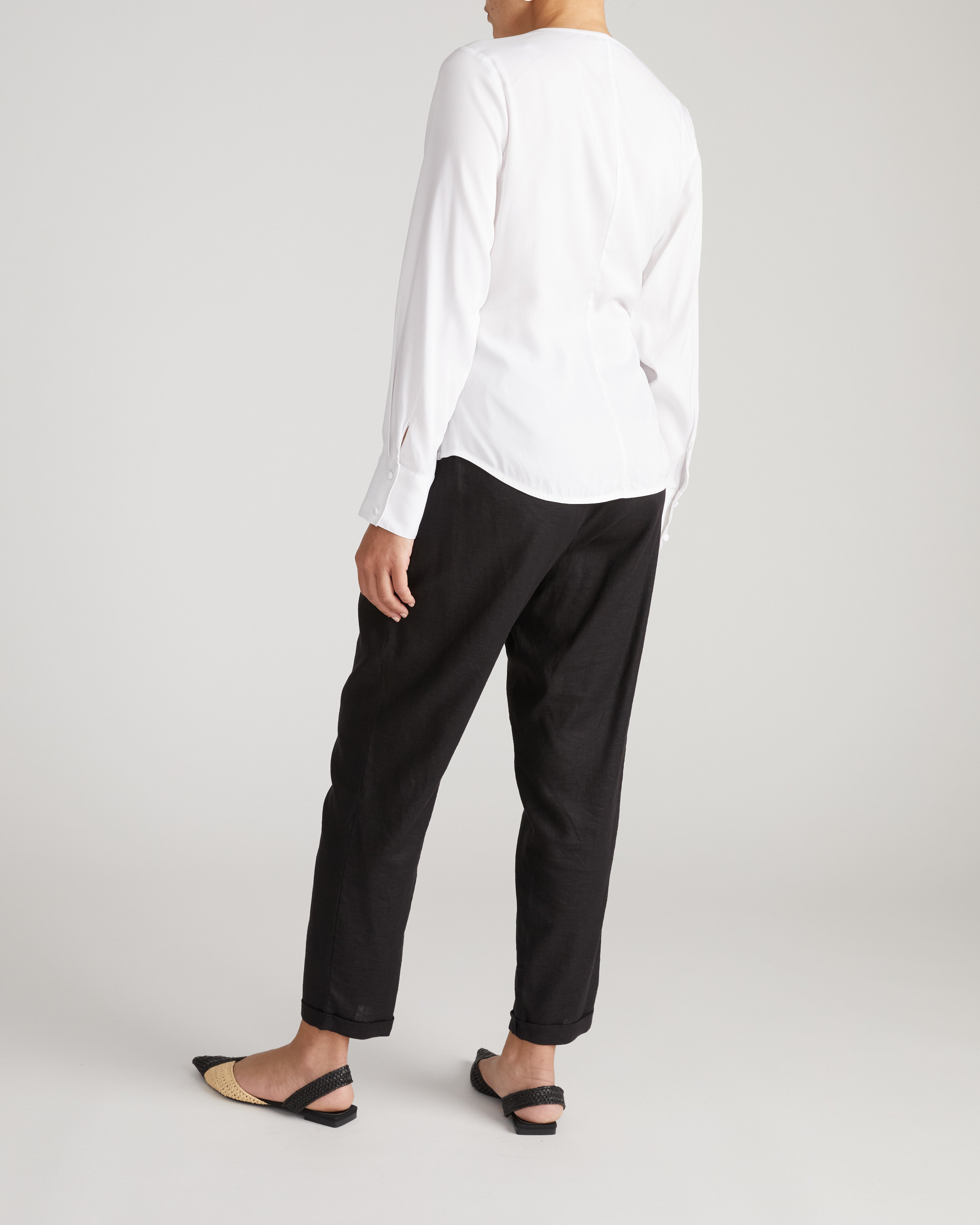 Beacon Stretch Cupro Wrap Shirt - White