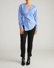 Beacon Stretch Poplin Wrap Shirt - Soft Blue