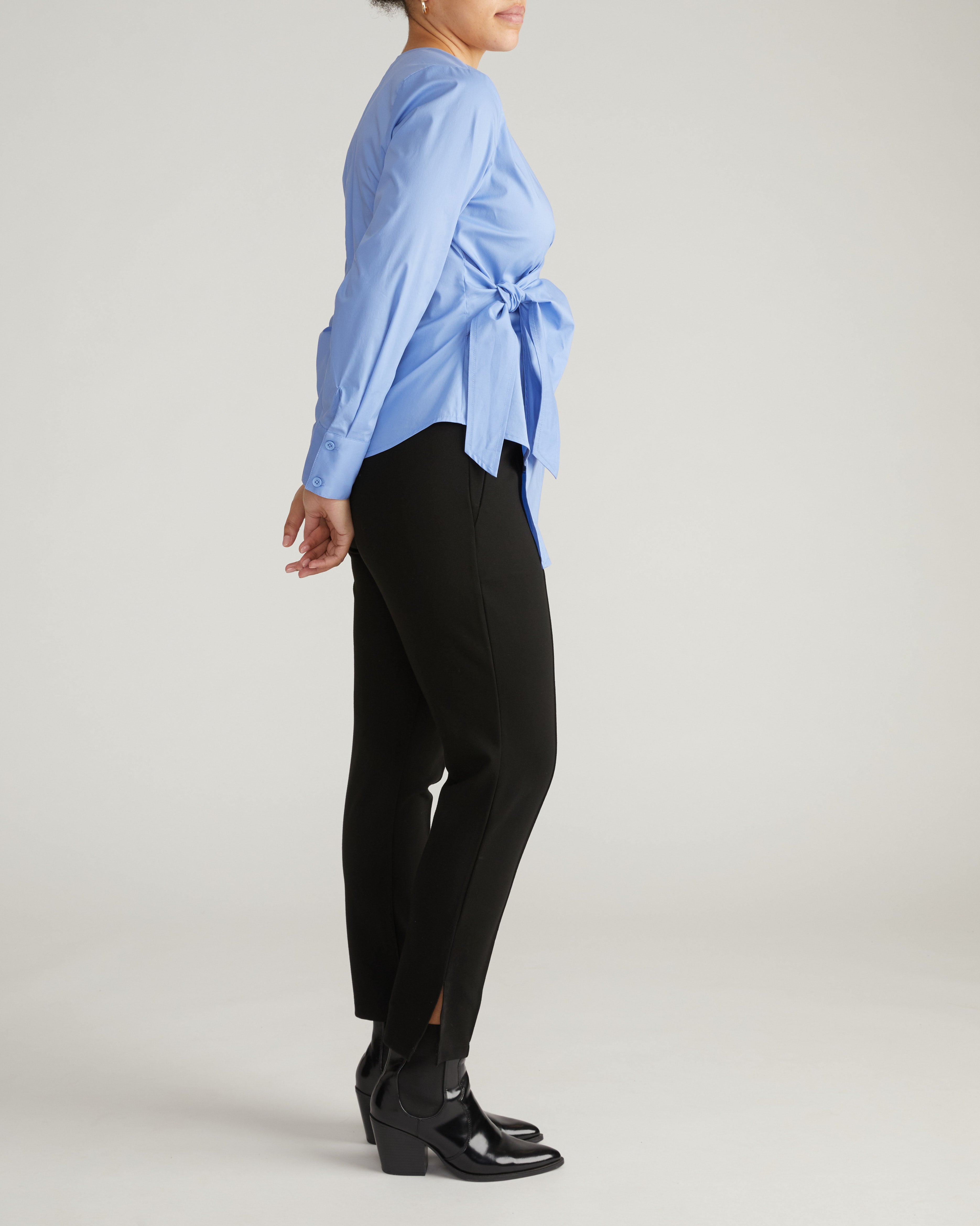 Beacon Stretch Poplin Wrap Shirt - Soft Blue