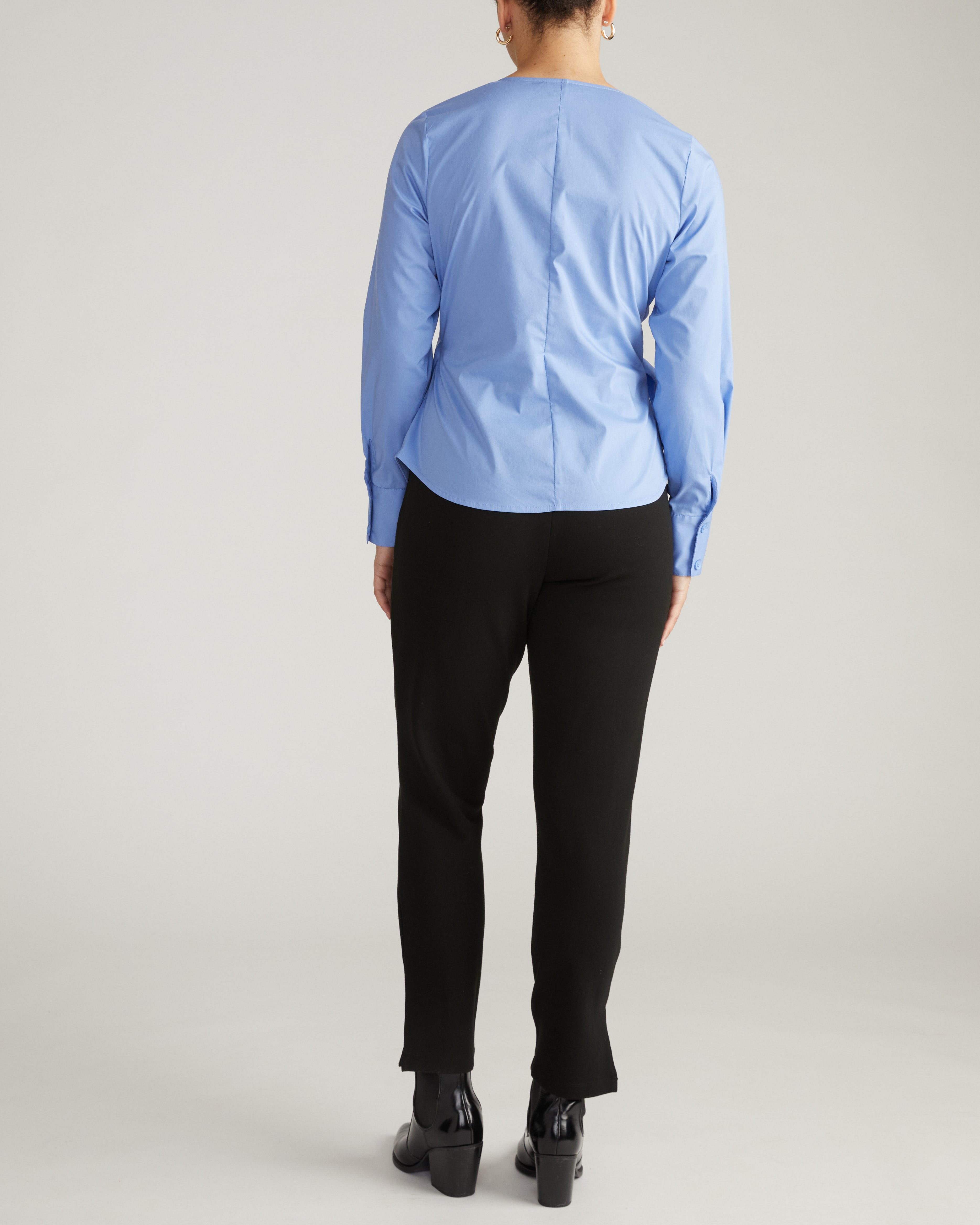 Beacon Stretch Poplin Wrap Shirt - Soft Blue