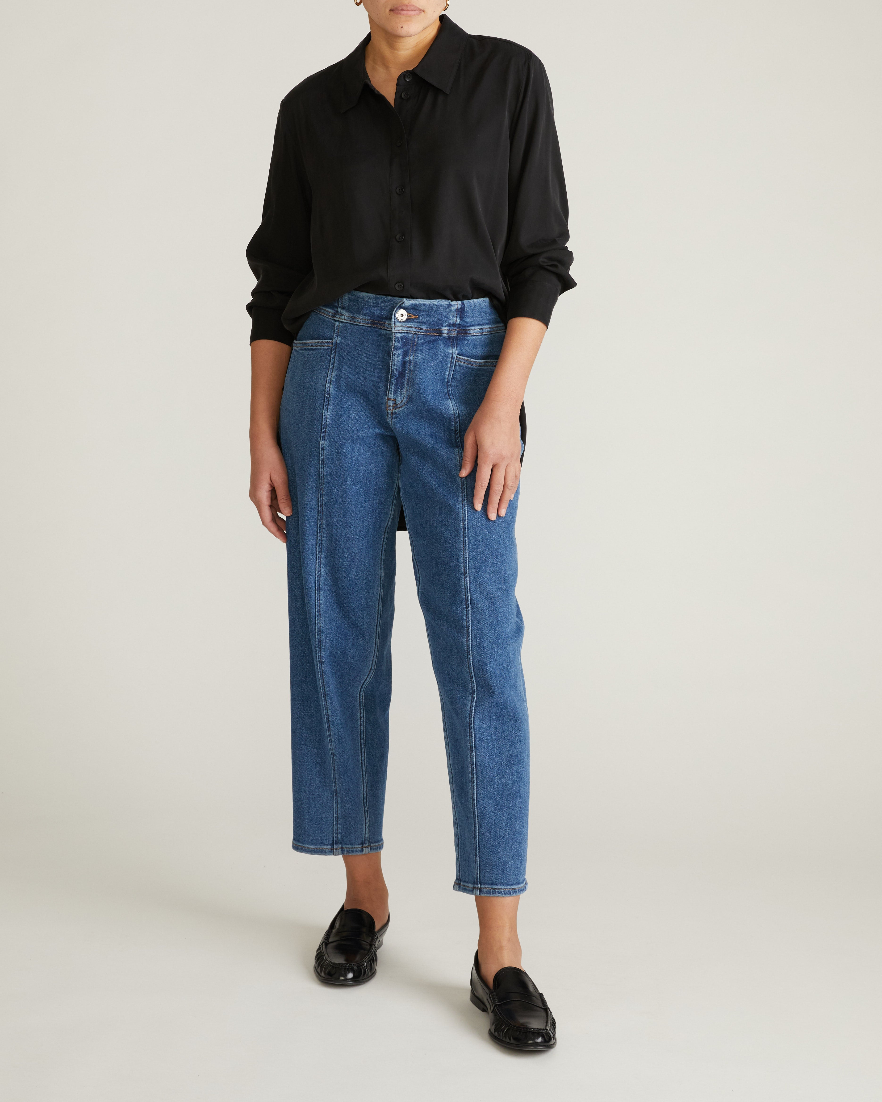 Cooling Stretch Cupro Oversized Artist Shirt - Black