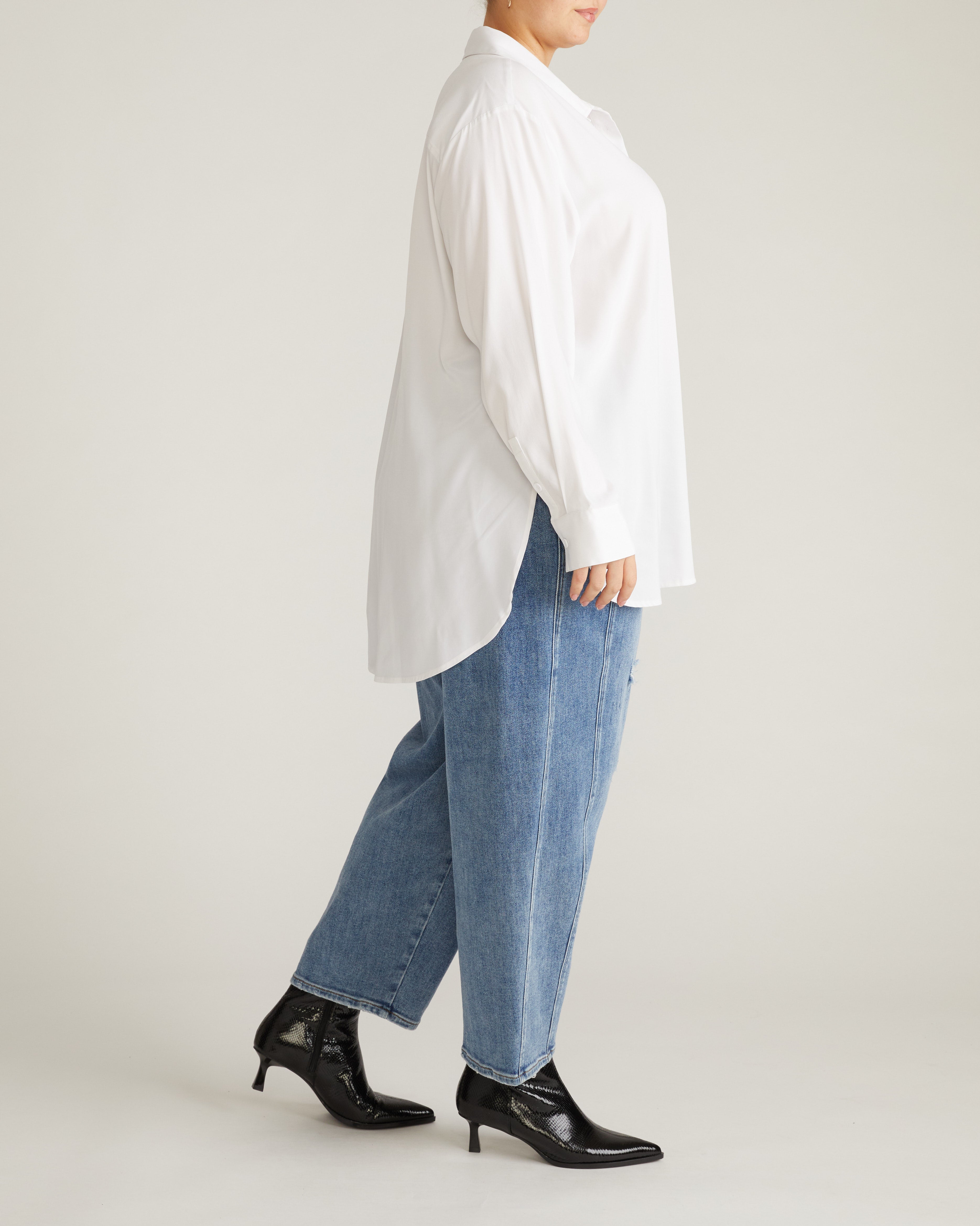 Cooling Stretch Cupro Oversized Artist Shirt - White