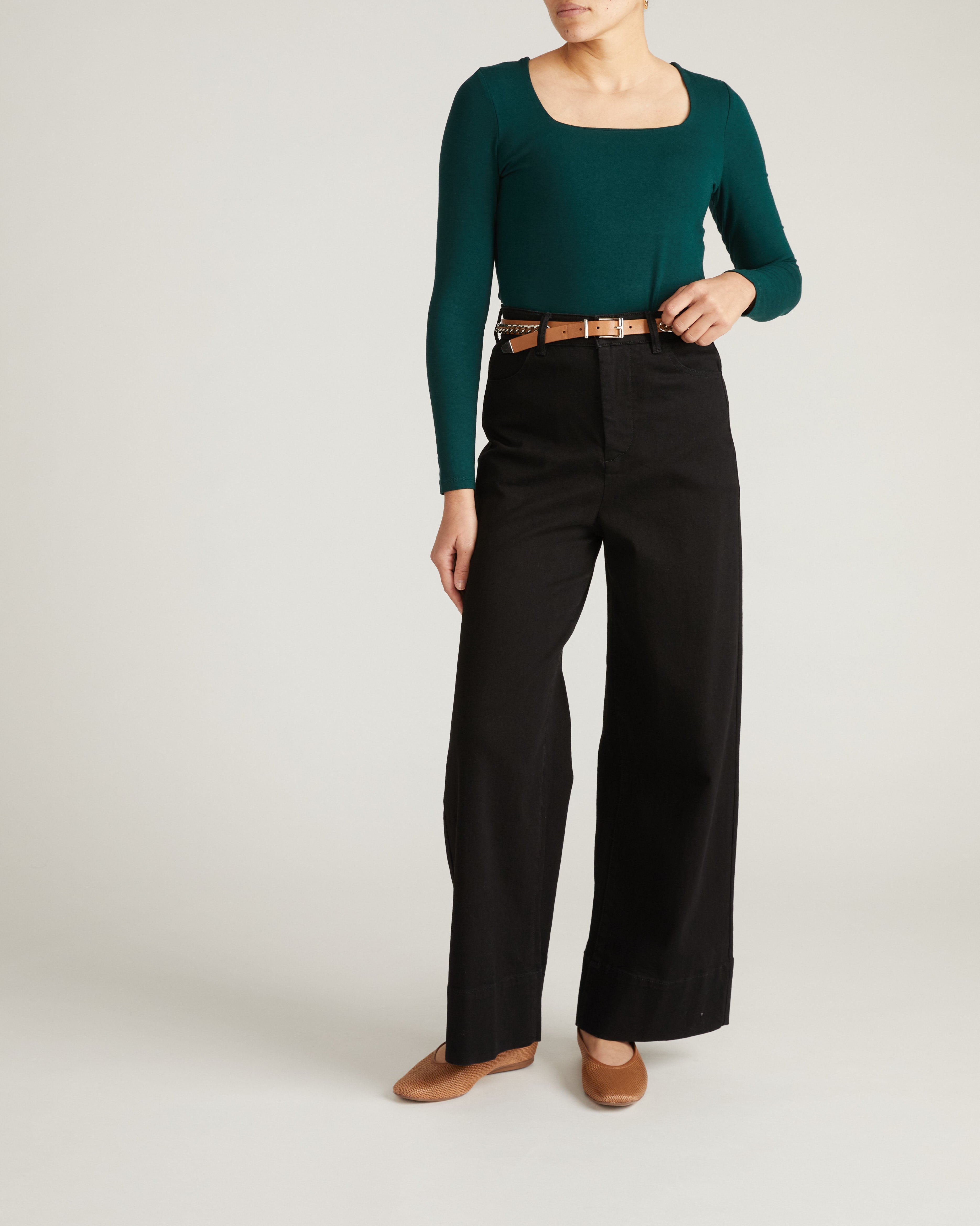 Agatha Liquid Jersey Top - Forest Green