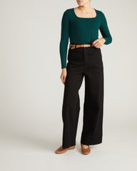 Agatha Liquid Jersey Top - Forest Green