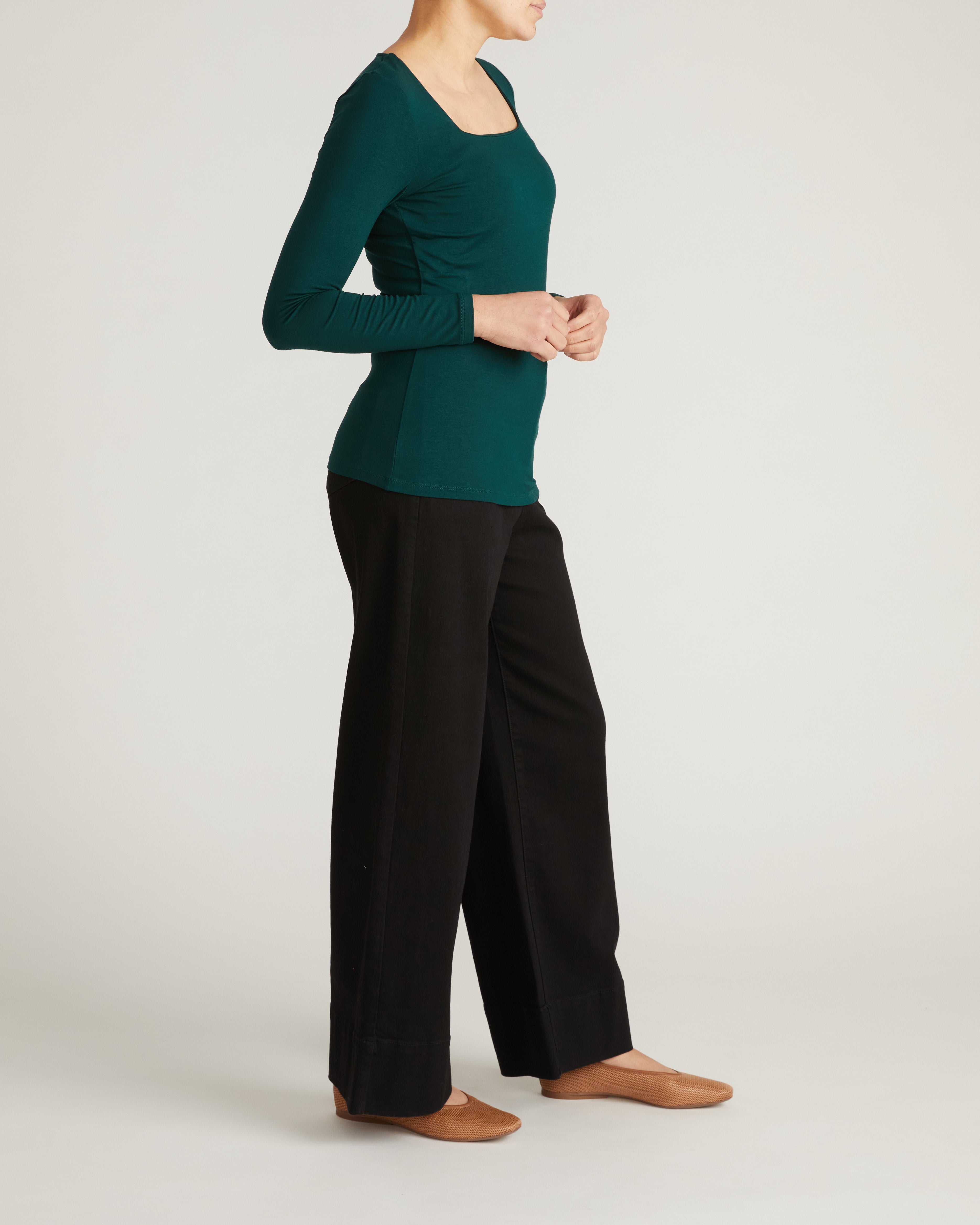 Agatha Liquid Jersey Top - Forest Green