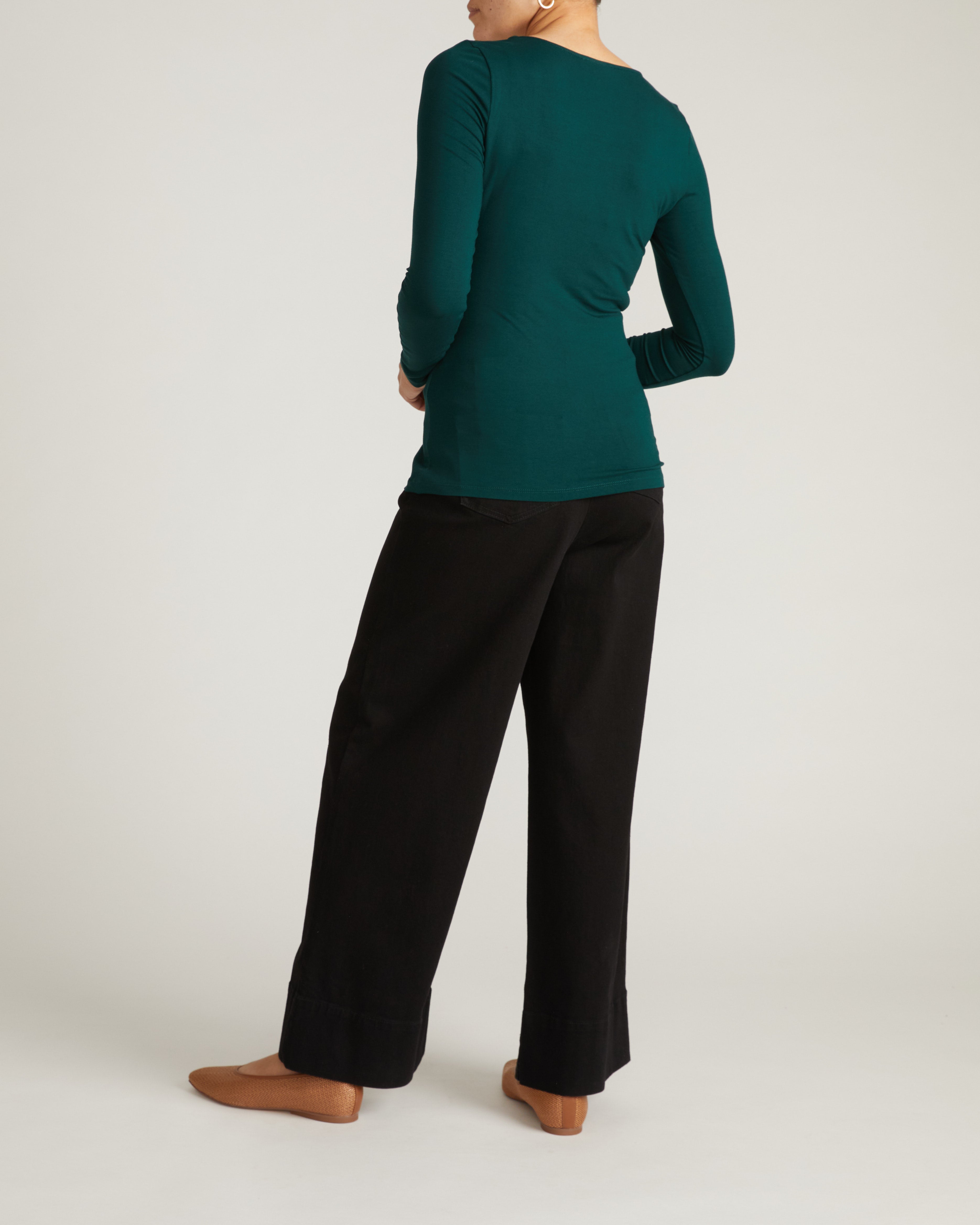 Agatha Liquid Jersey Top - Forest Green