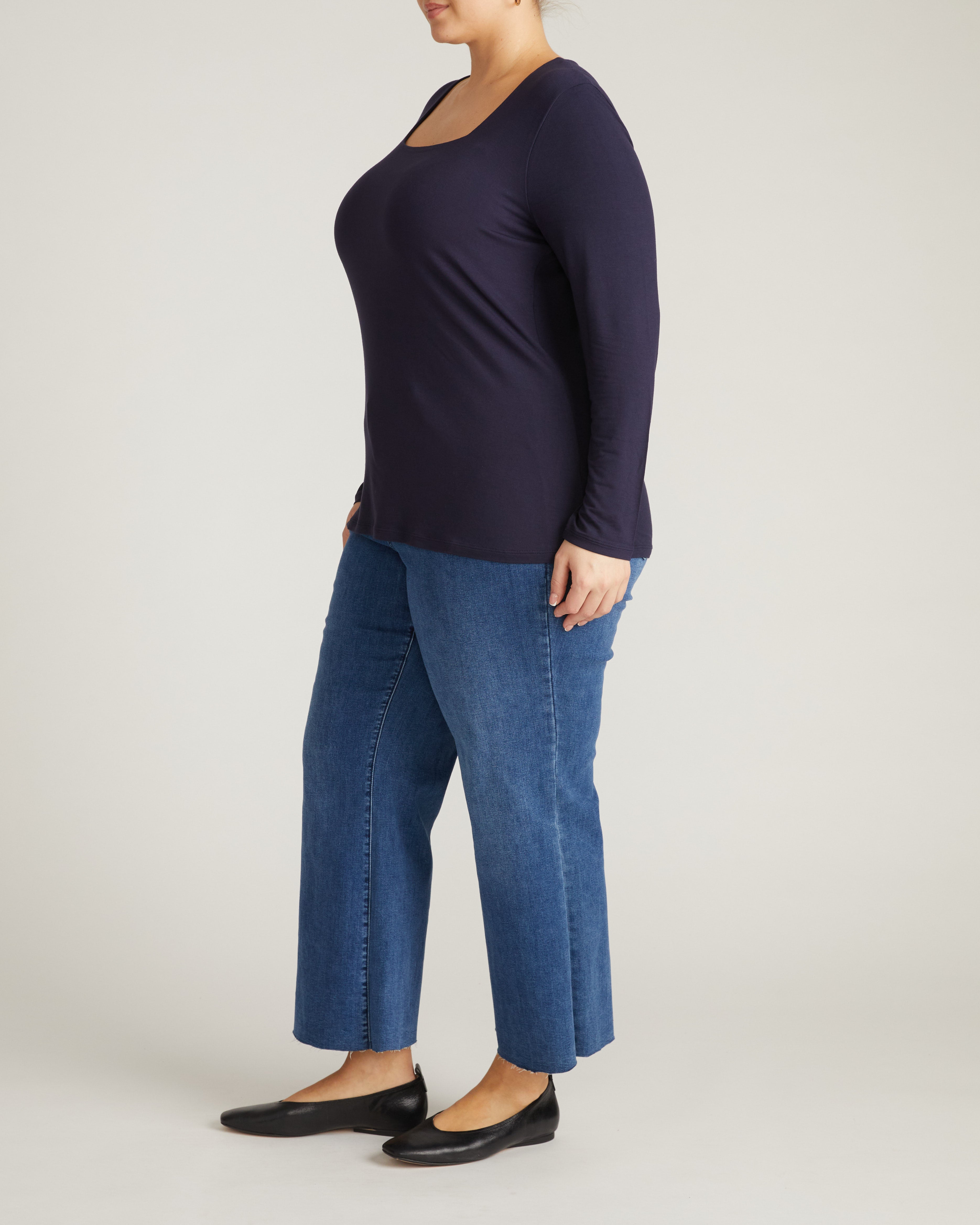 Agatha Liquid Jersey Top - Midnight