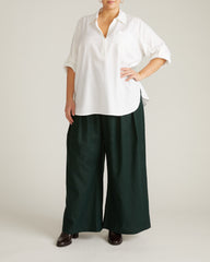 Button Back Linen Blend Polo Shirt - Bright White