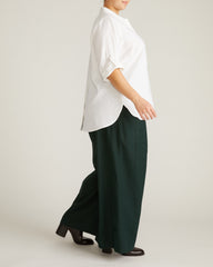 Button Back Linen Blend Polo Shirt - Bright White