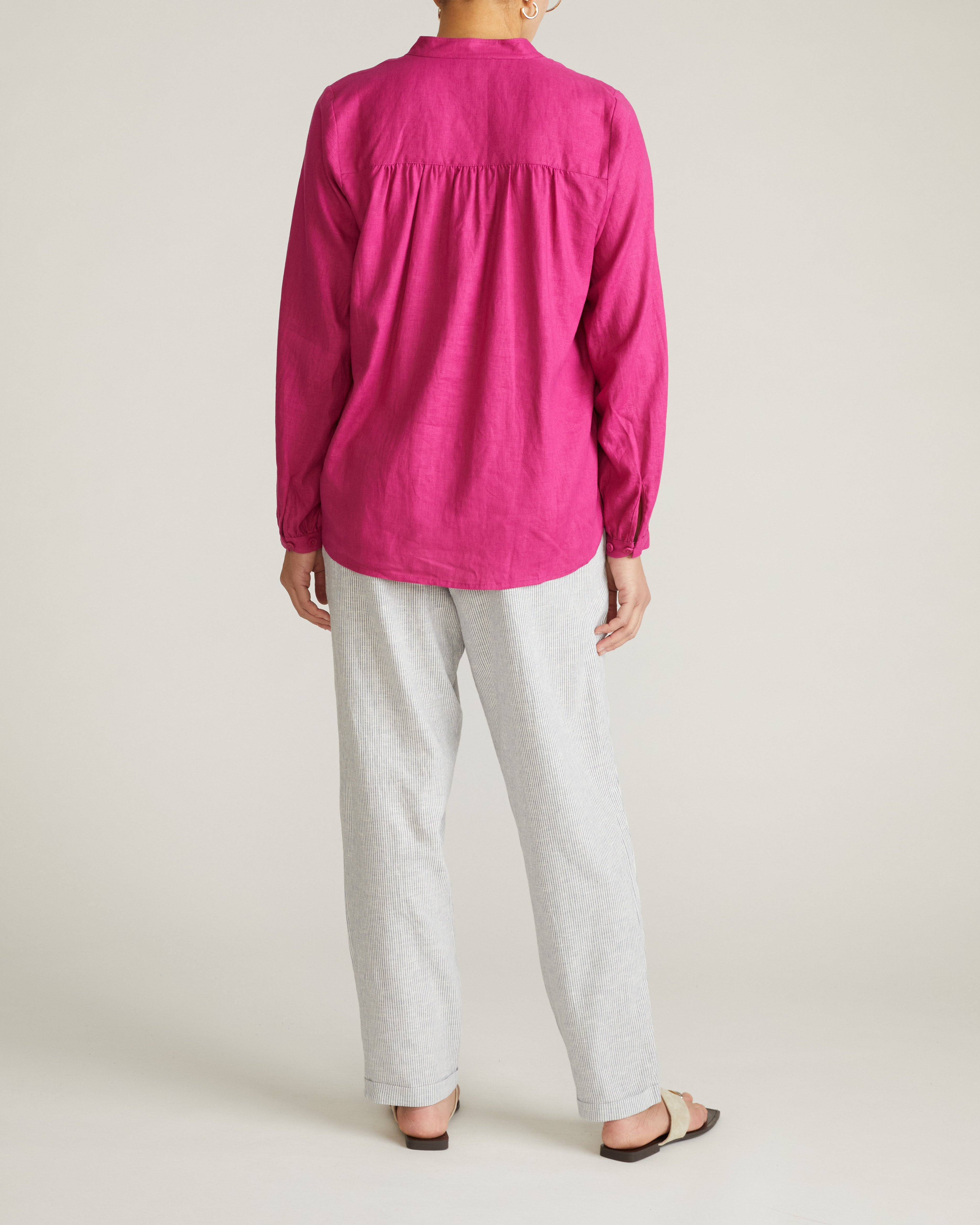 Avalon Linen Blend Blouse - Hyper Pink