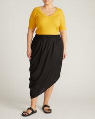 Classic V-Neck Ribbed Tee - Goldenrod