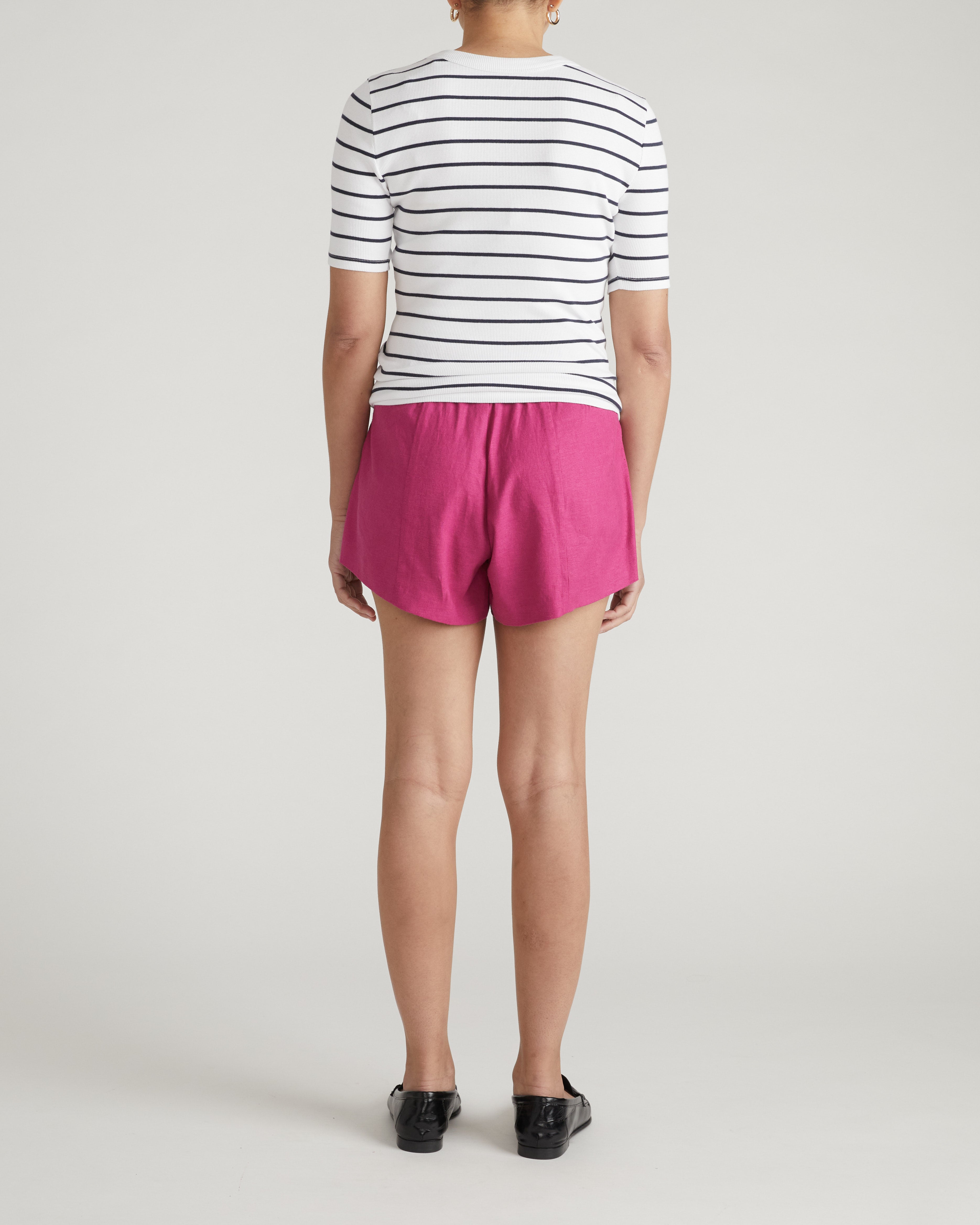 Classic V-Neck Ribbed Tee - Nautical Navy Stripe