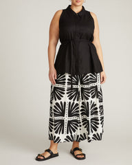 Adelaide Sleeveless Linen Blend Shirt - Black