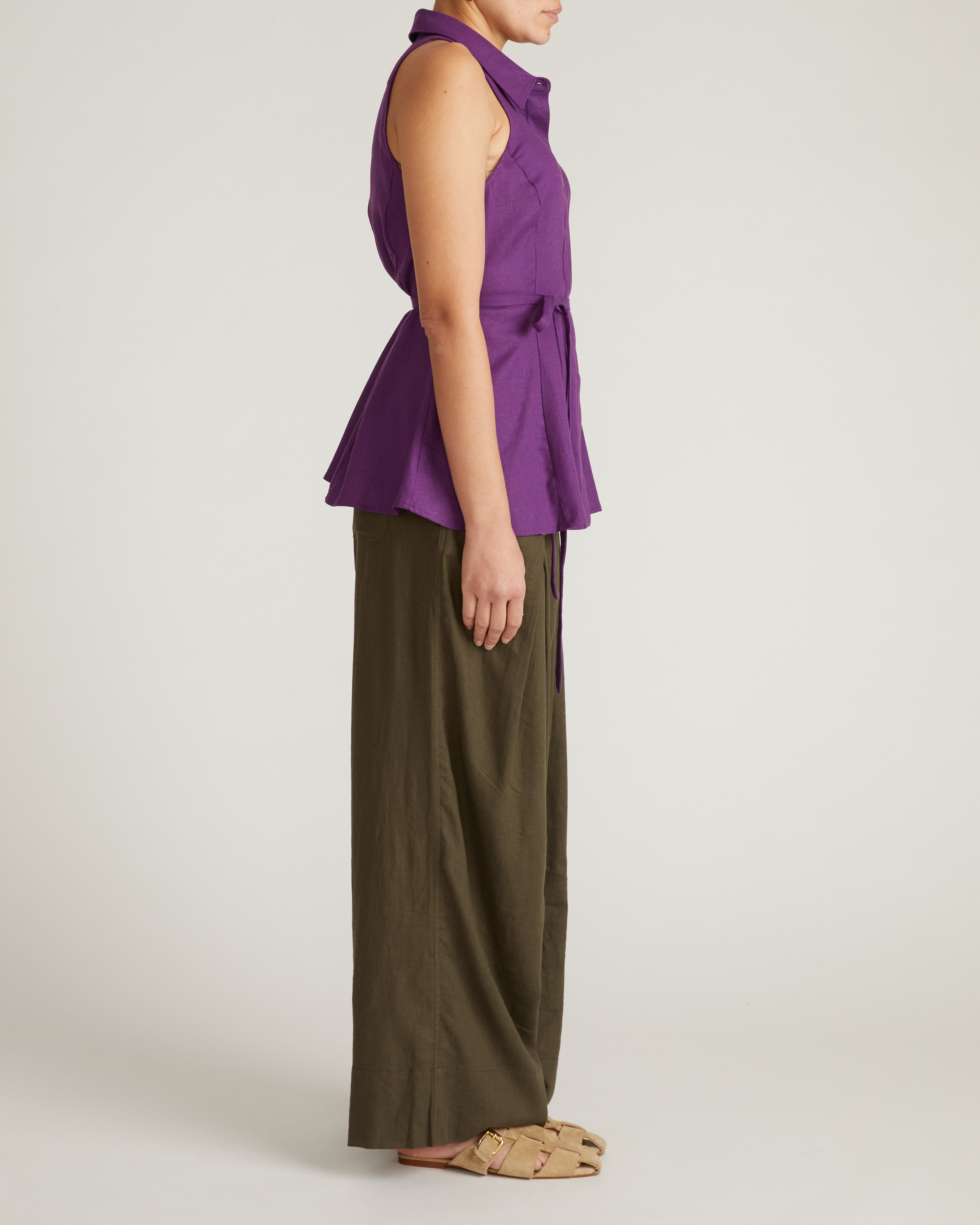 Adelaide Sleeveless Linen Blend Shirt - Dreamy Purple