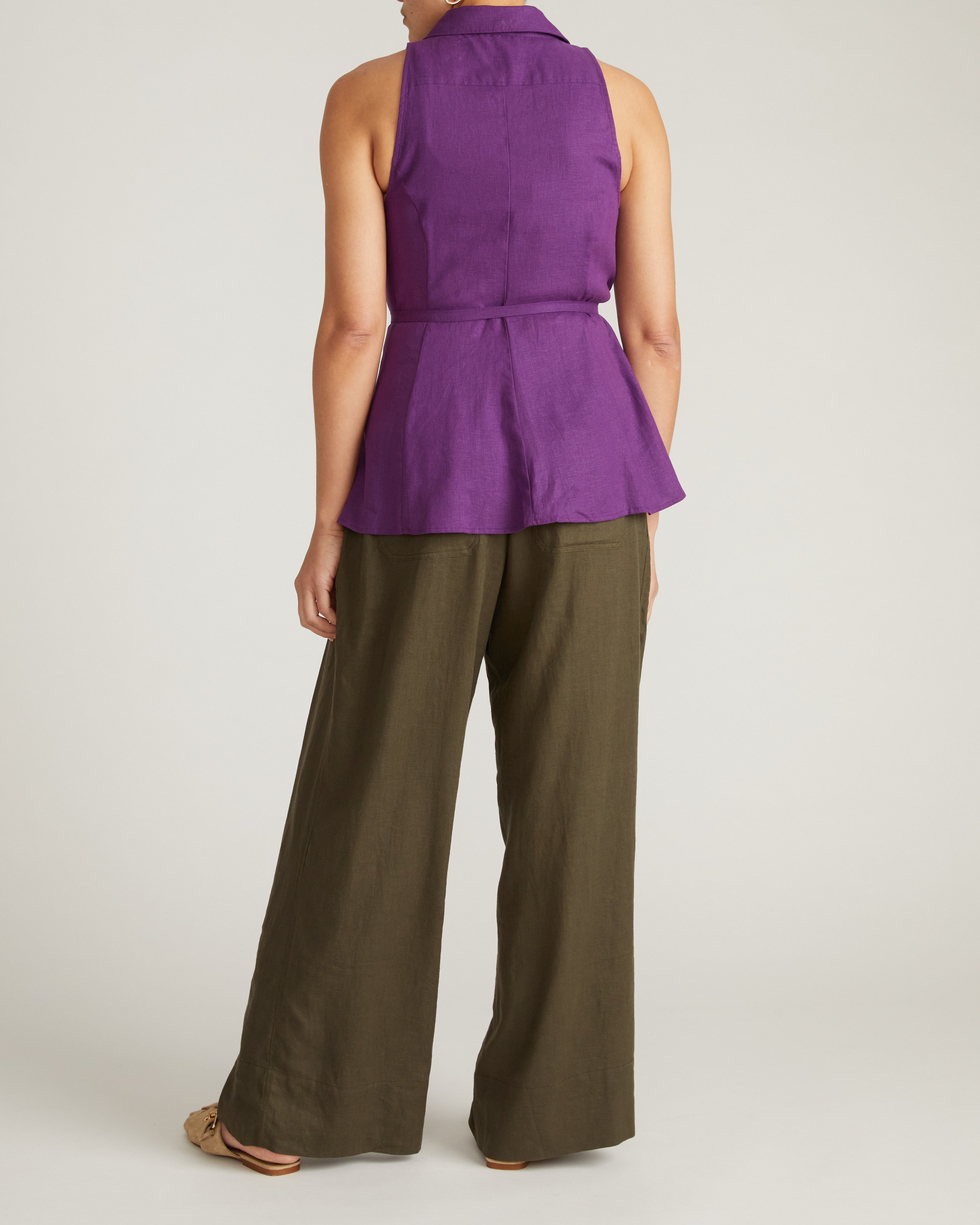Adelaide Sleeveless Linen Blend Shirt - Dreamy Purple