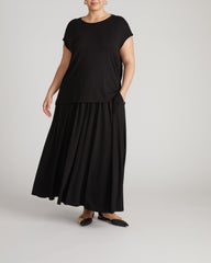 Alida Draped Liquid Jersey Top - Black