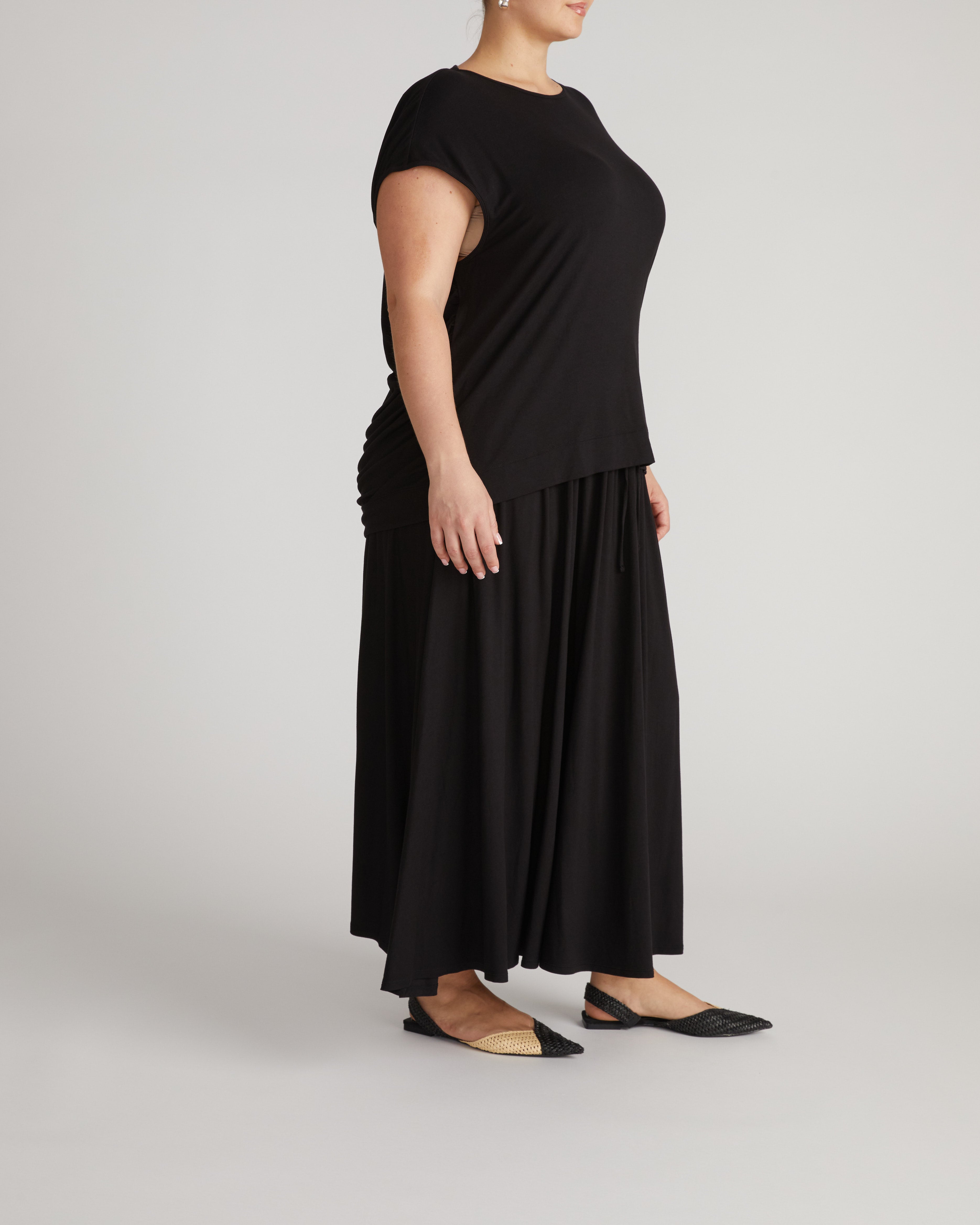 Alida Draped Liquid Jersey Top - Black