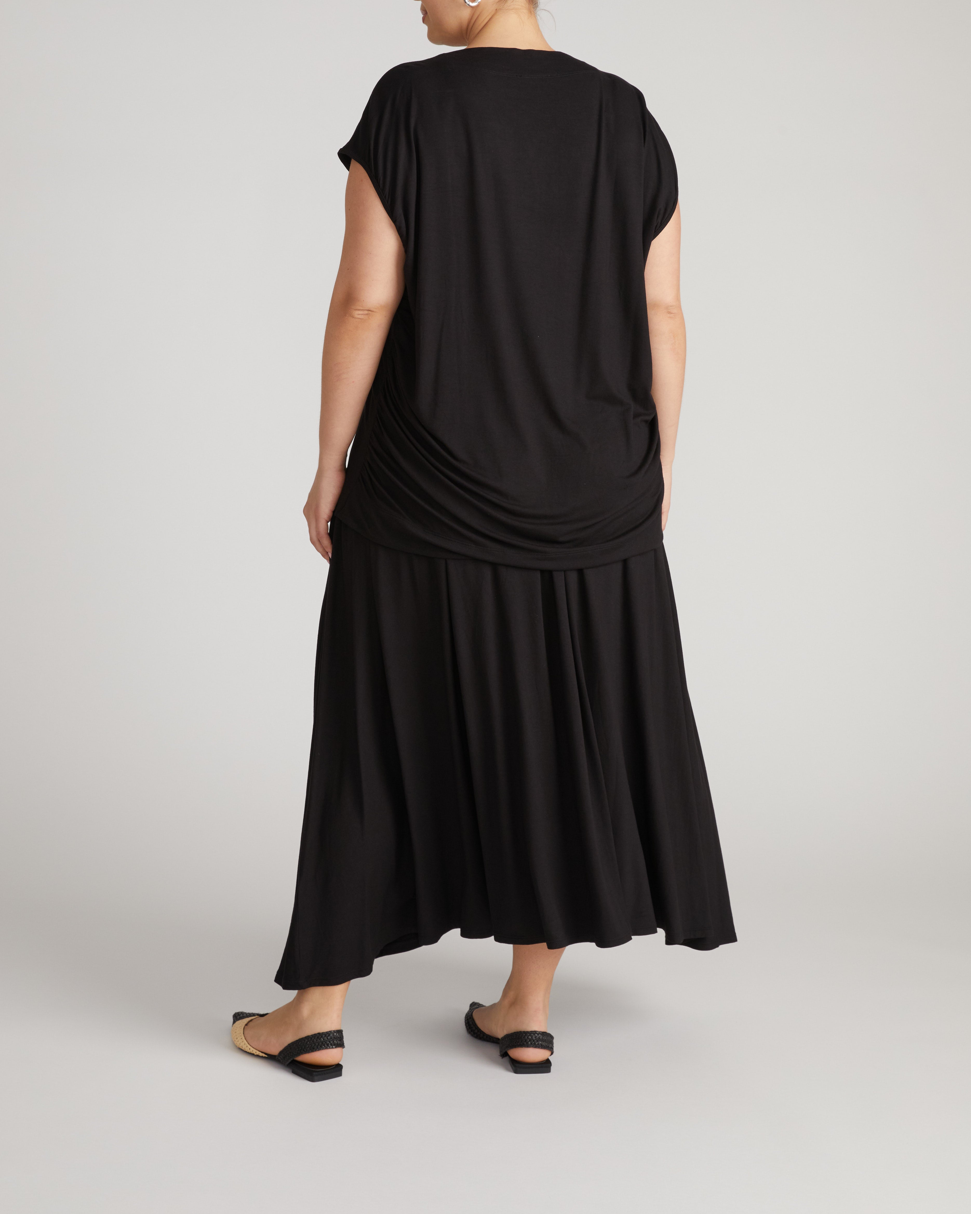 Alida Draped Liquid Jersey Top - Black